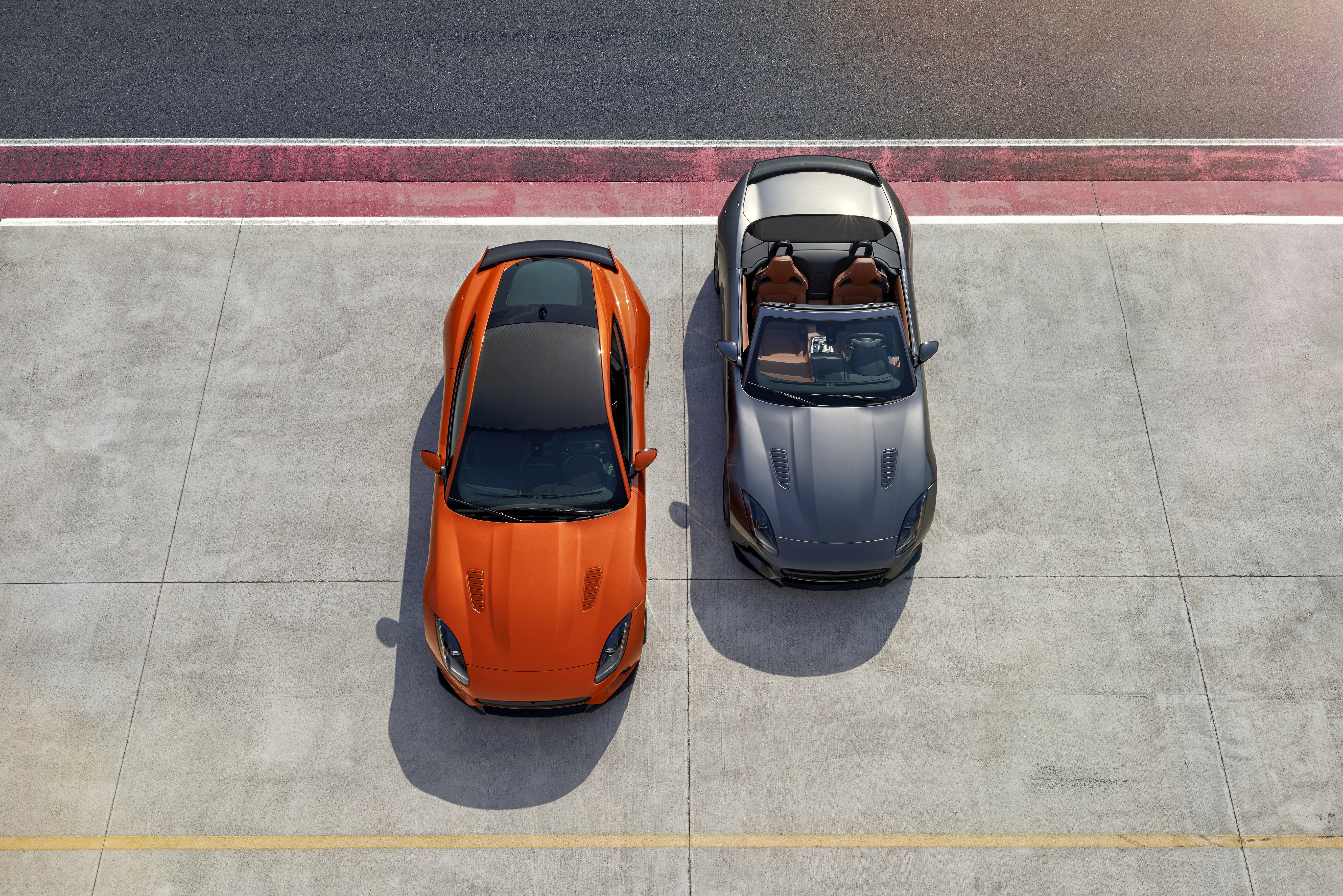 Two Jaguar F-Type SVR Convertibles on Track HD Wallpaper