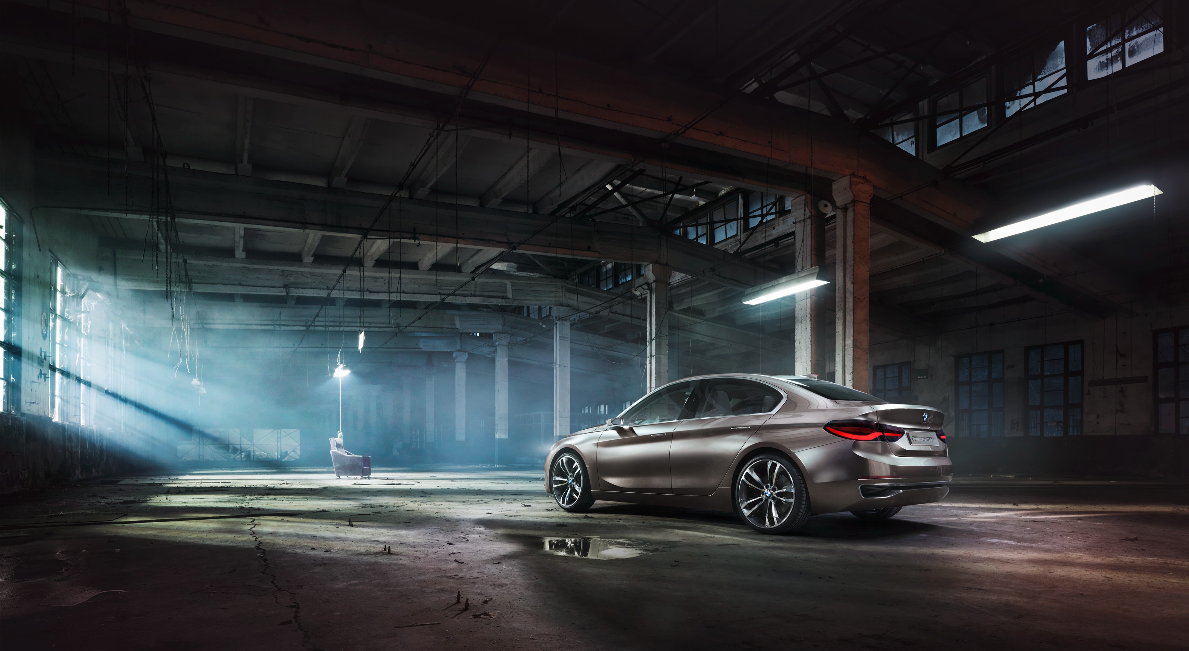BMW Compact Sedan in Warehouse HD Wallpaper
