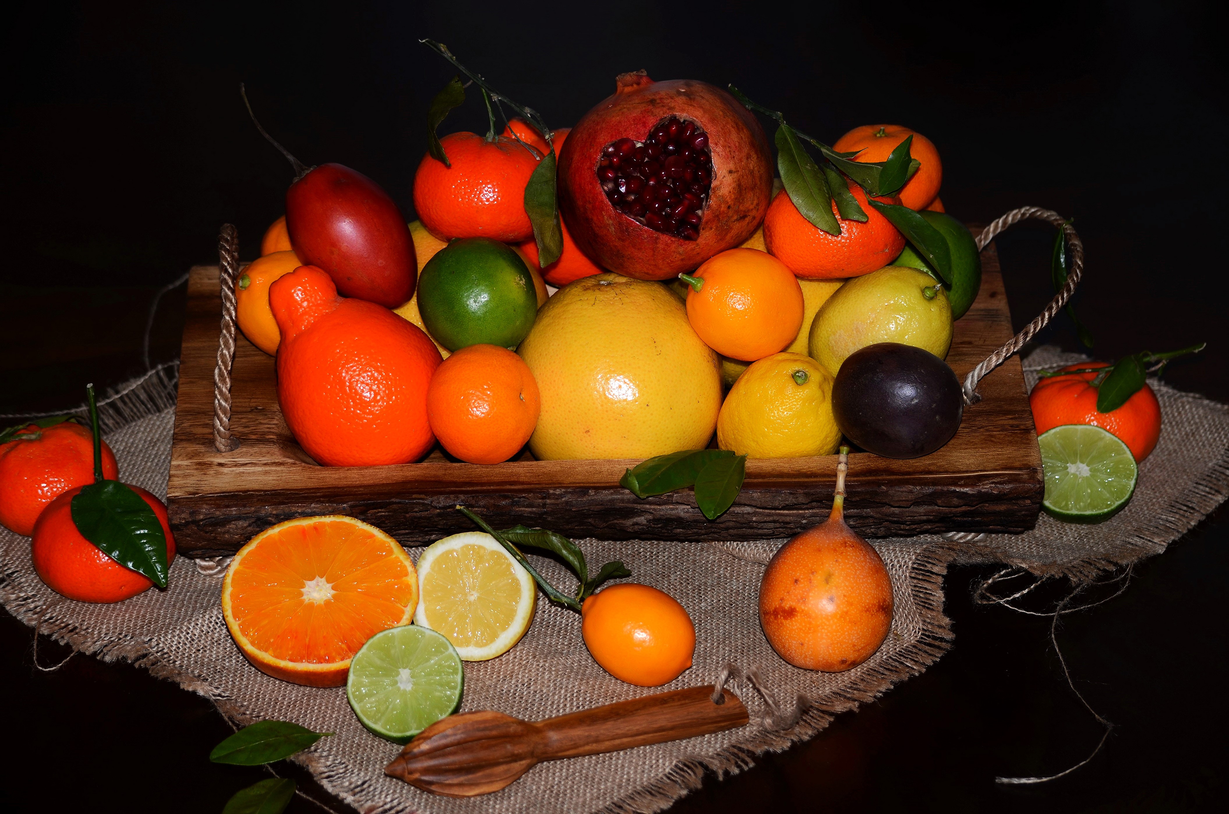 4K Fruit Still Life with Pomegranate and Citrus HD Wallpaper