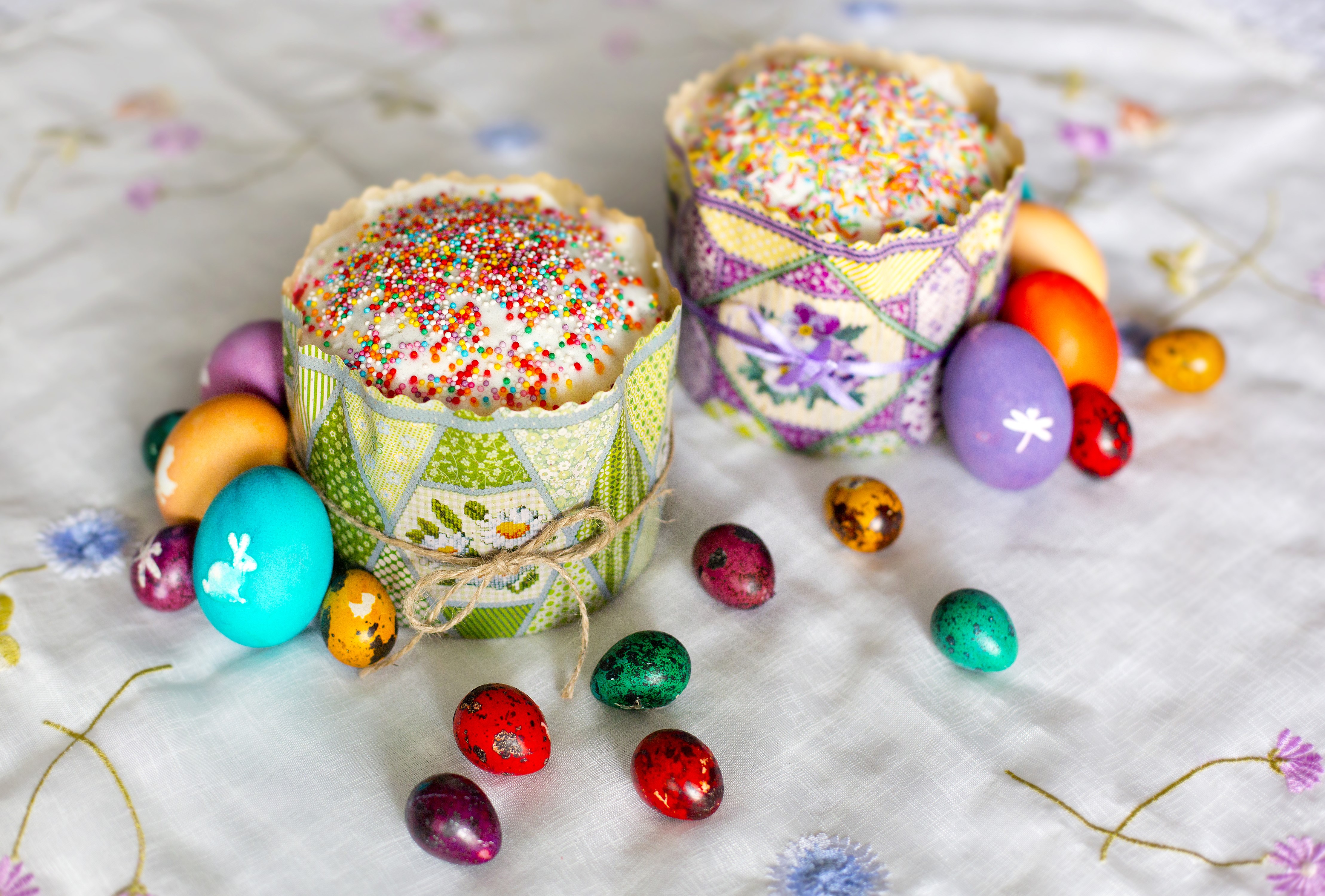 Easter Kulich and Decorated Eggs HD Wallpaper