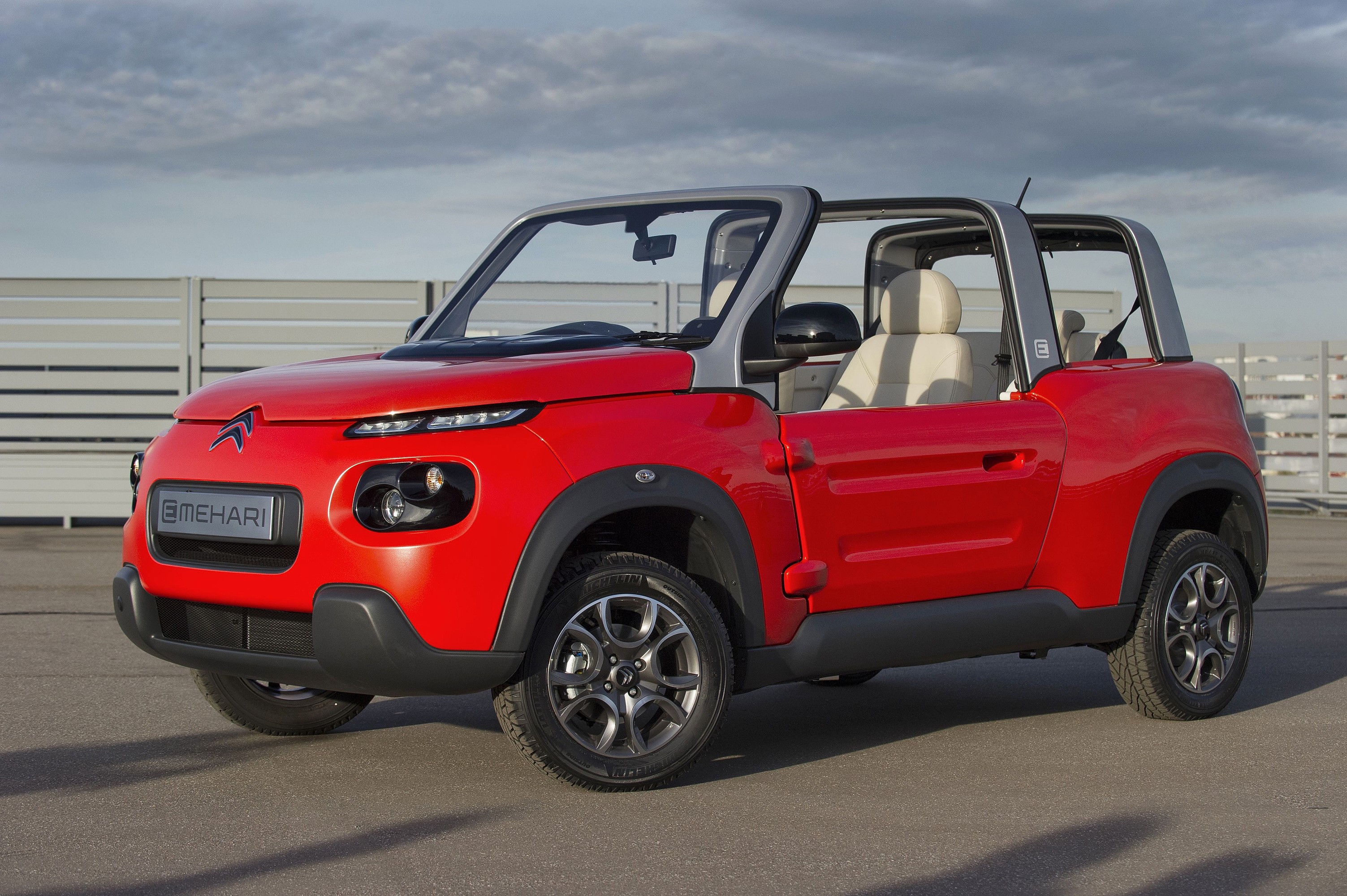 Red 2016 Citroen E-Mehari convertible HD Wallpaper