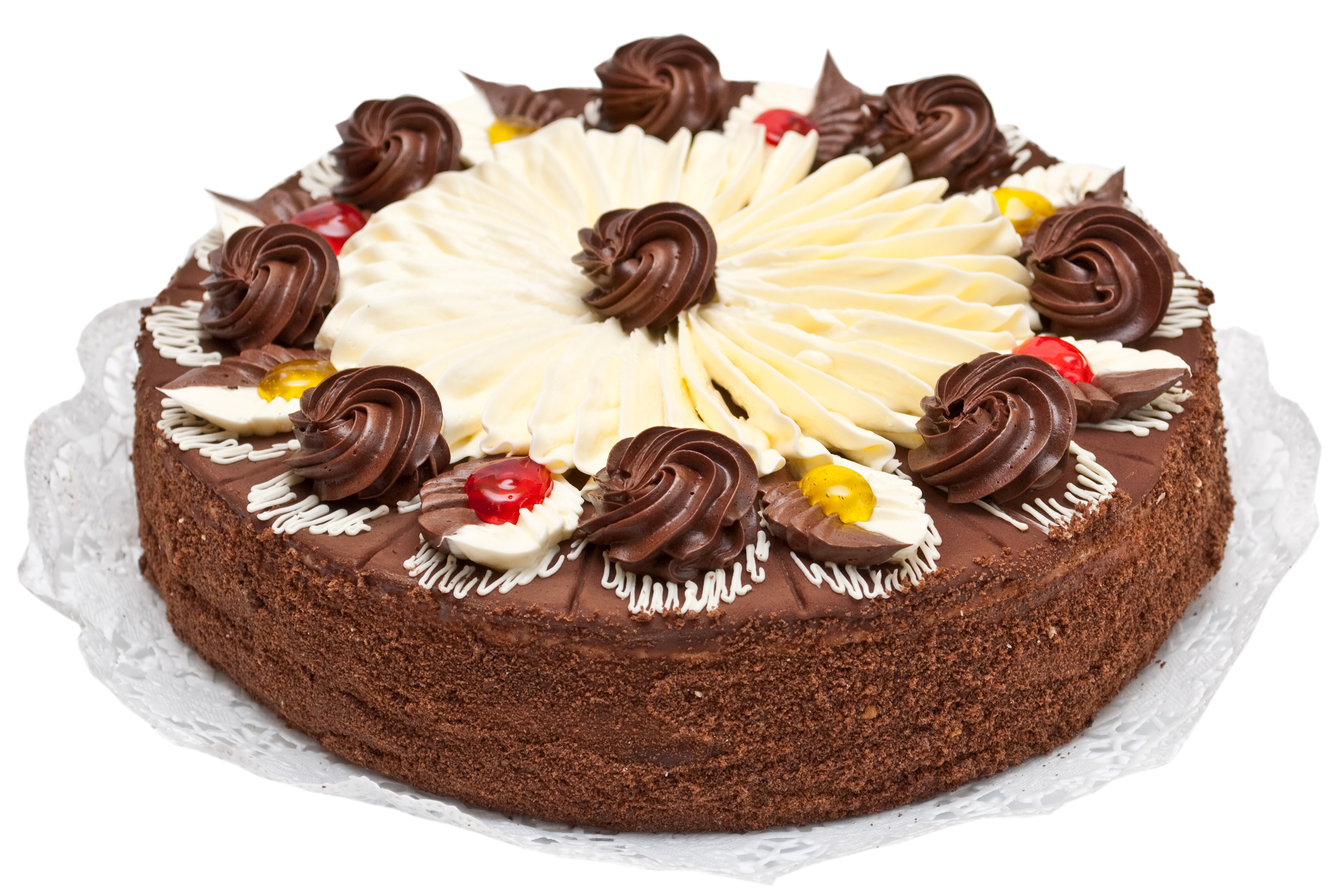 Chocolate cake with white and chocolate frosting HD Wallpaper