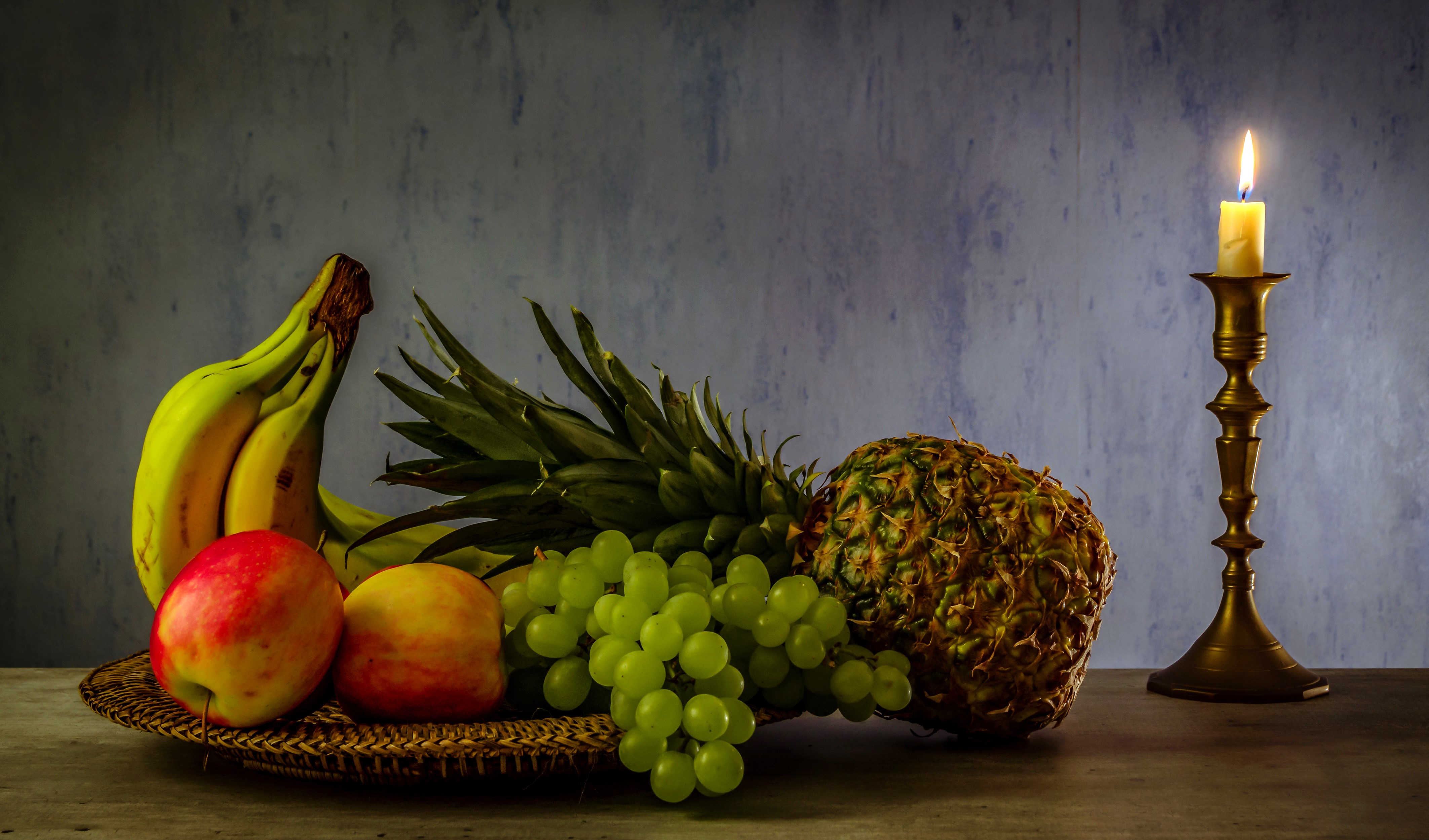 4K Fruit Still Life with Candle HD Wallpaper