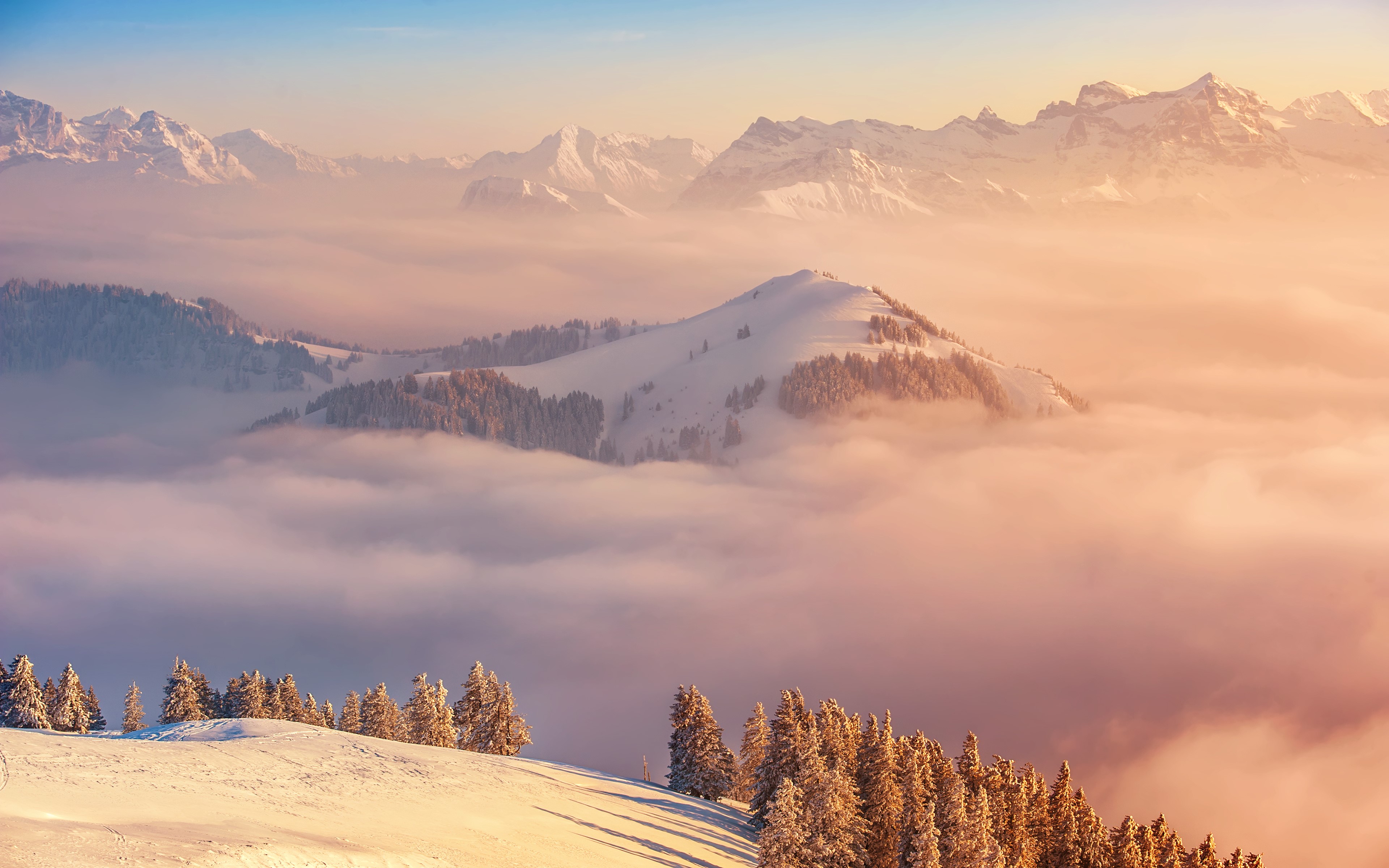 4K Rigi Mountains Alps Switzerland HD Wallpaper