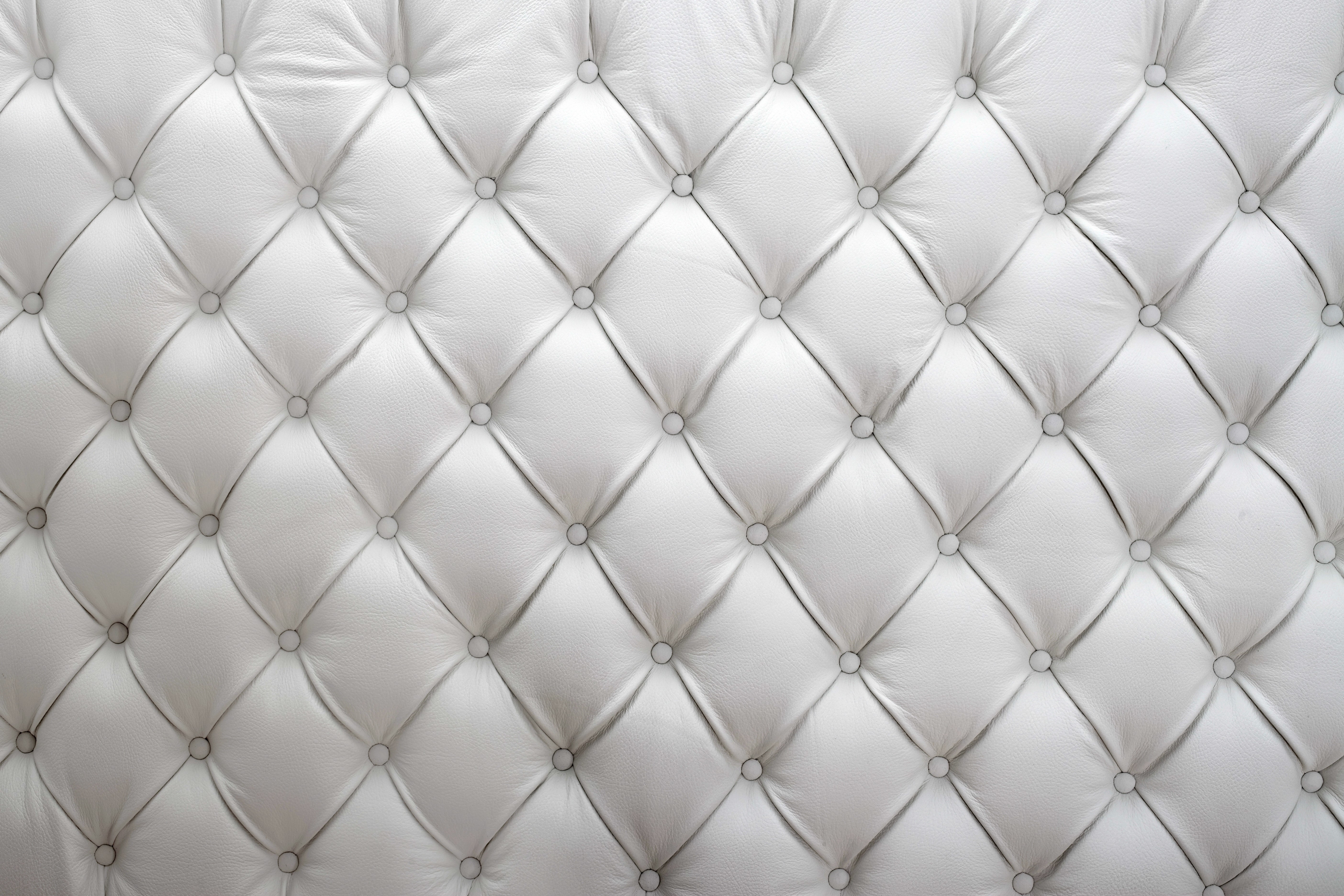 White Tufted Leather Texture HD Wallpaper