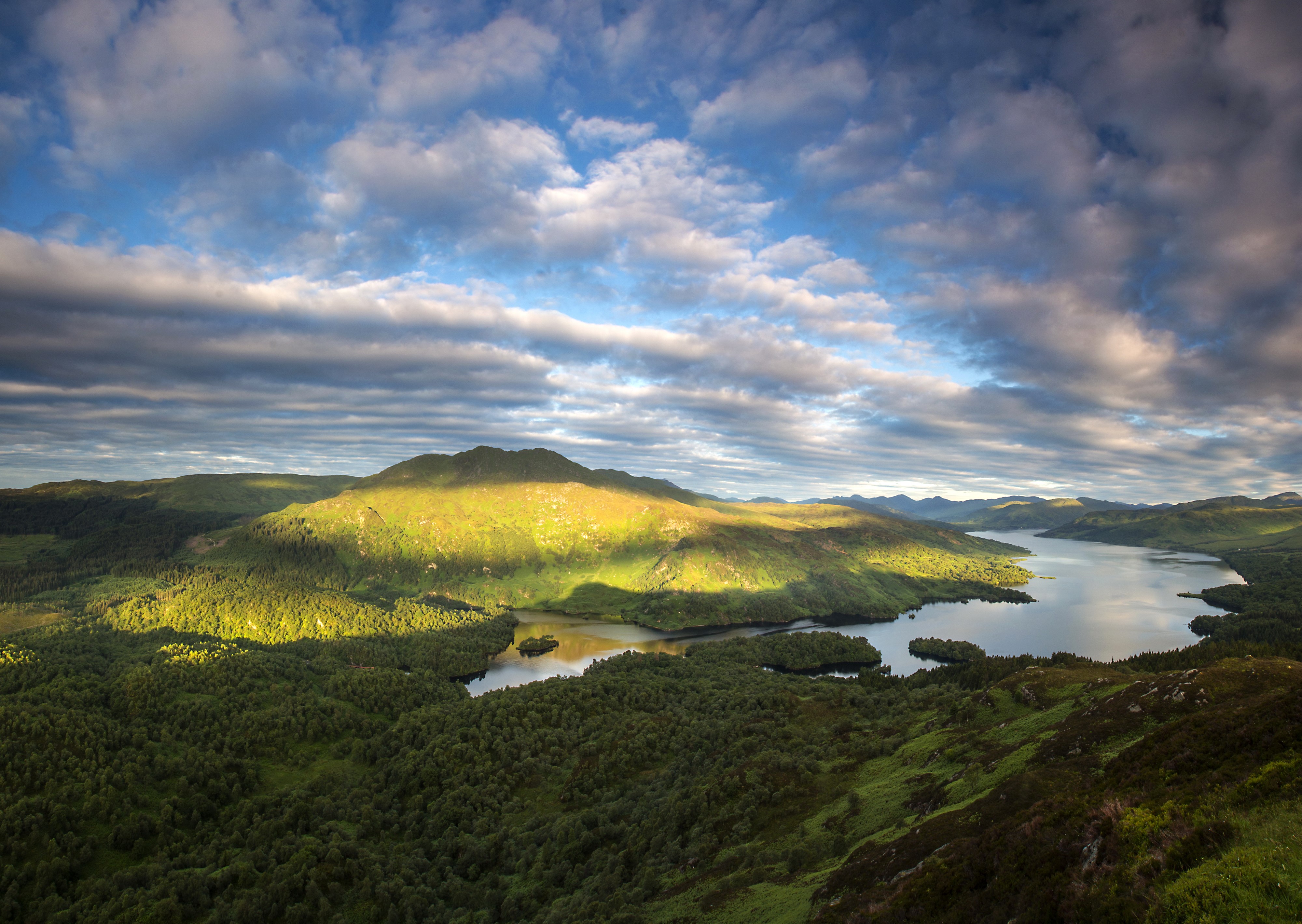 4K Loch Katrine Scenery with Lake and Clouds in Scotland HD Wallpaper