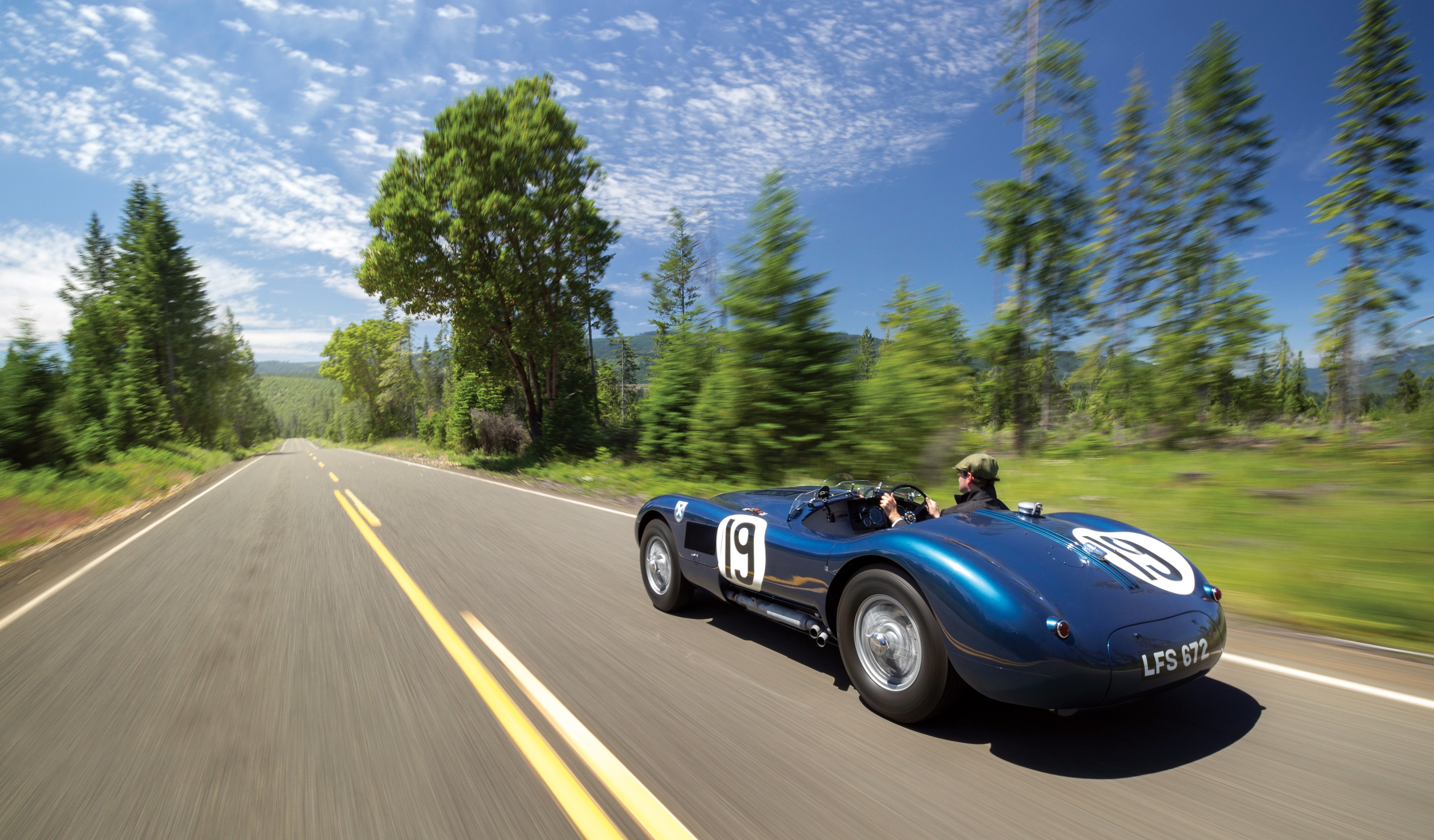 Blue 1951 Jaguar C-Type Cabriolet on a Road HD Wallpaper