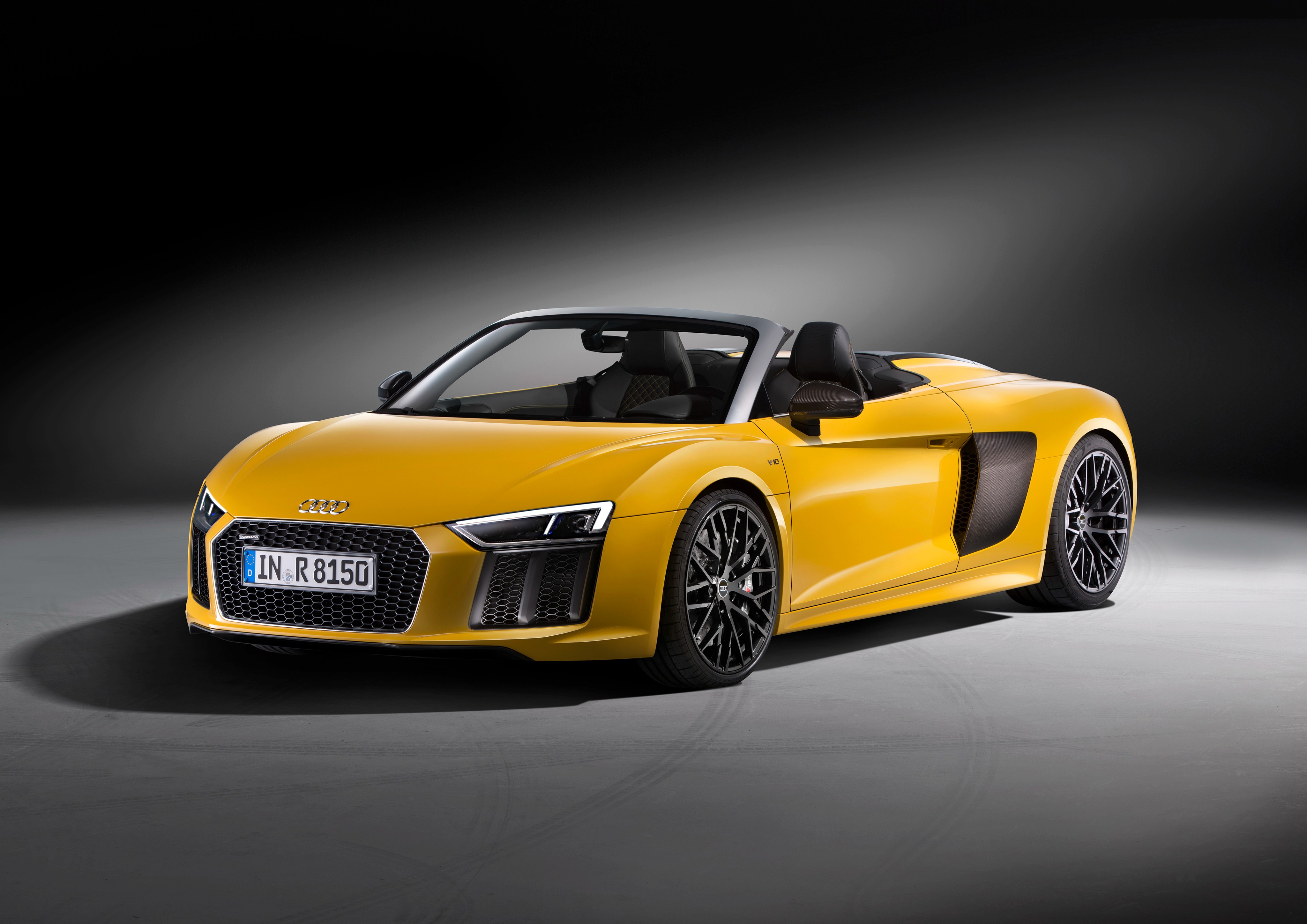 Yellow 2016 Audi R8 Spyder V10 Cabriolet HD Wallpaper