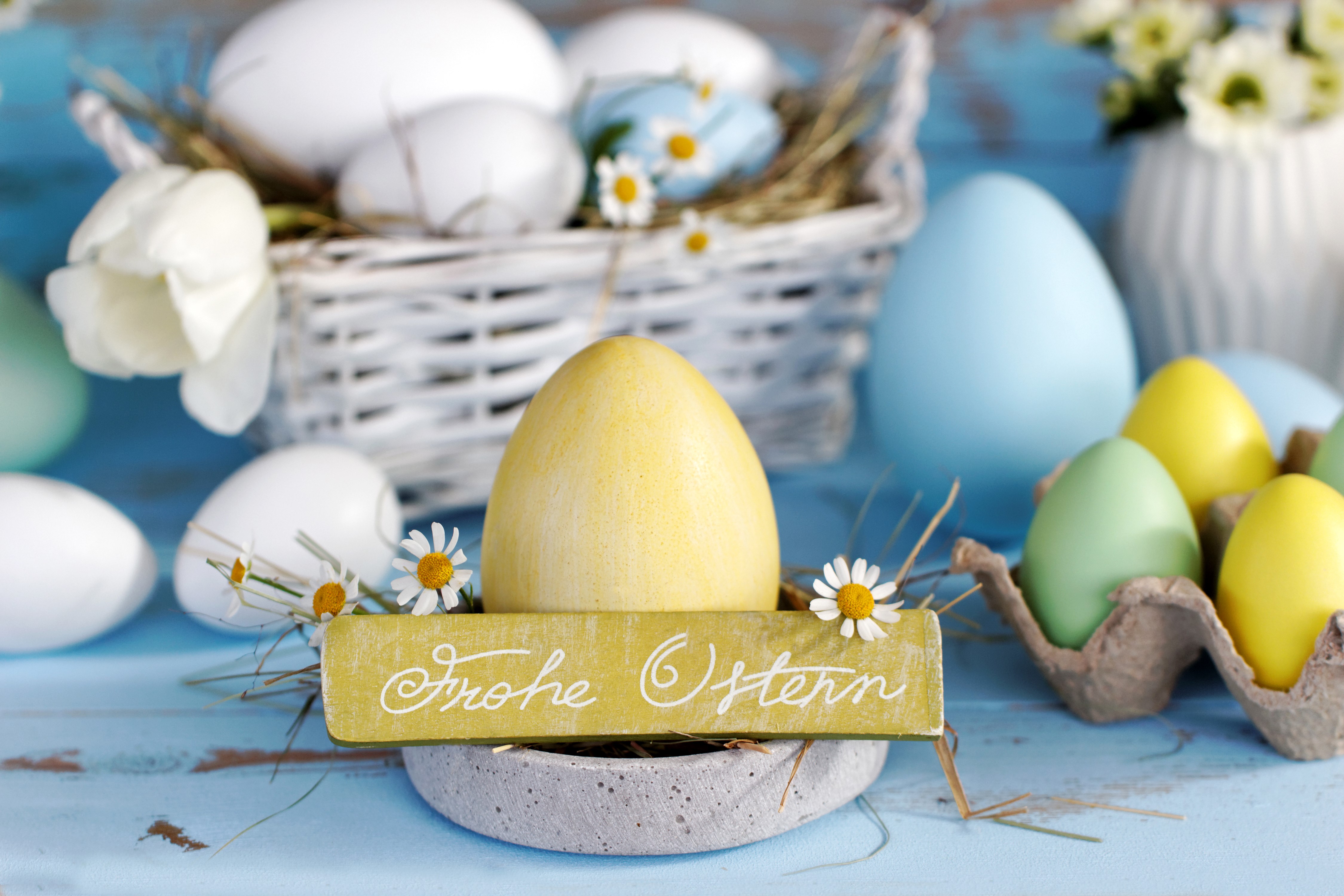 Easter Eggs in Wicker Basket HD Wallpaper