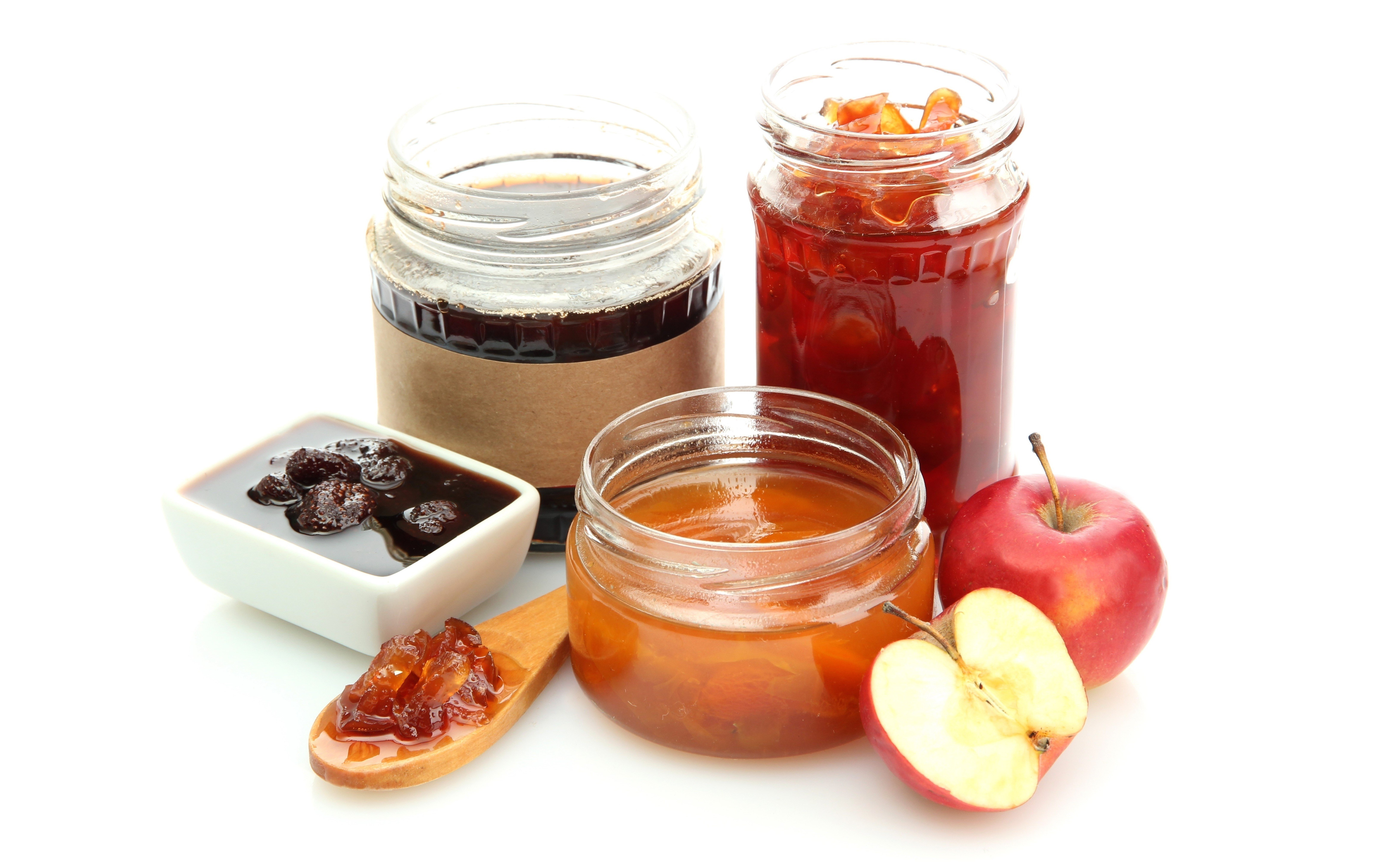 Jars of jam with apples HD Wallpaper