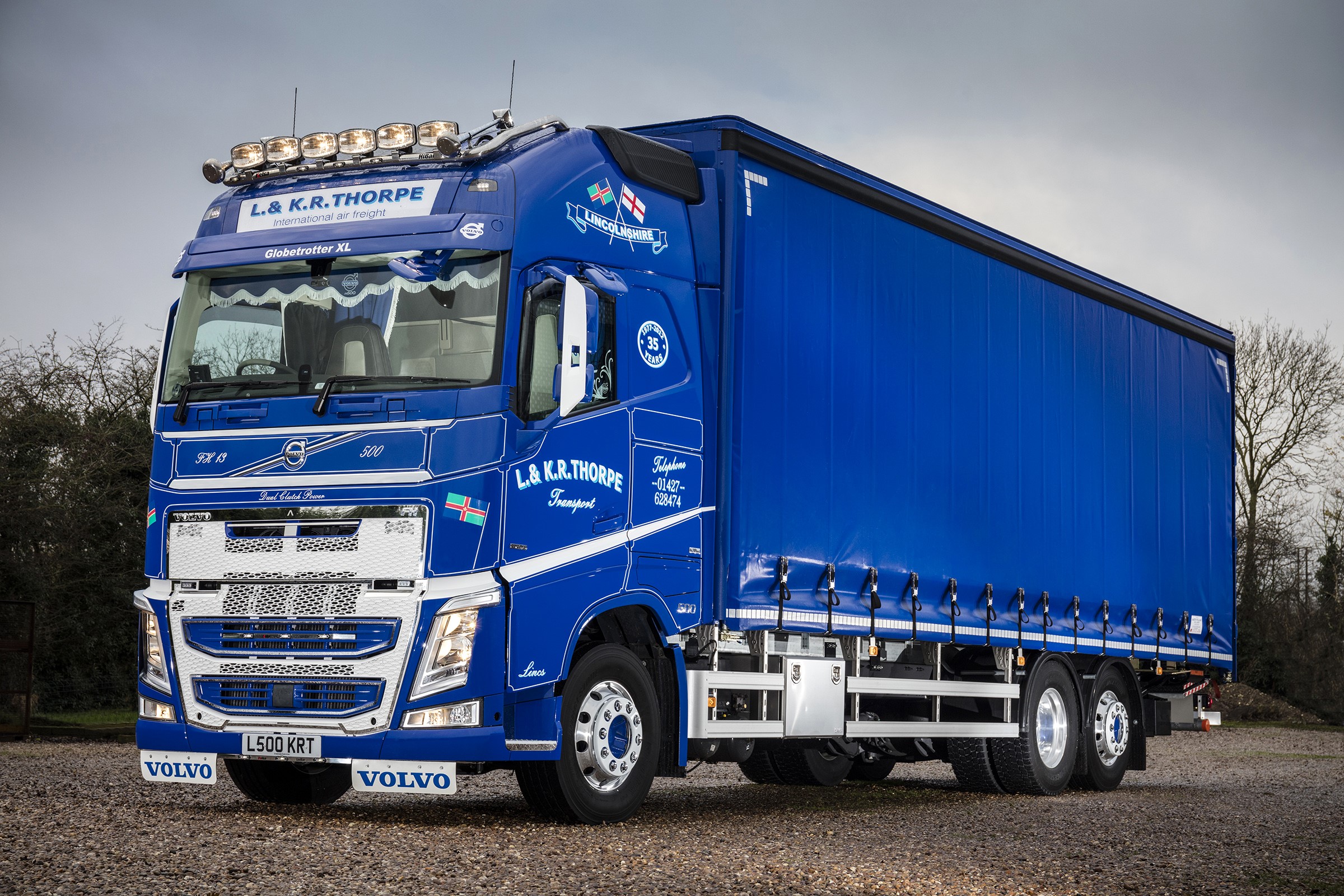 Blue Volvo L. & K.R. Thorpe Transport Truck HD Wallpaper