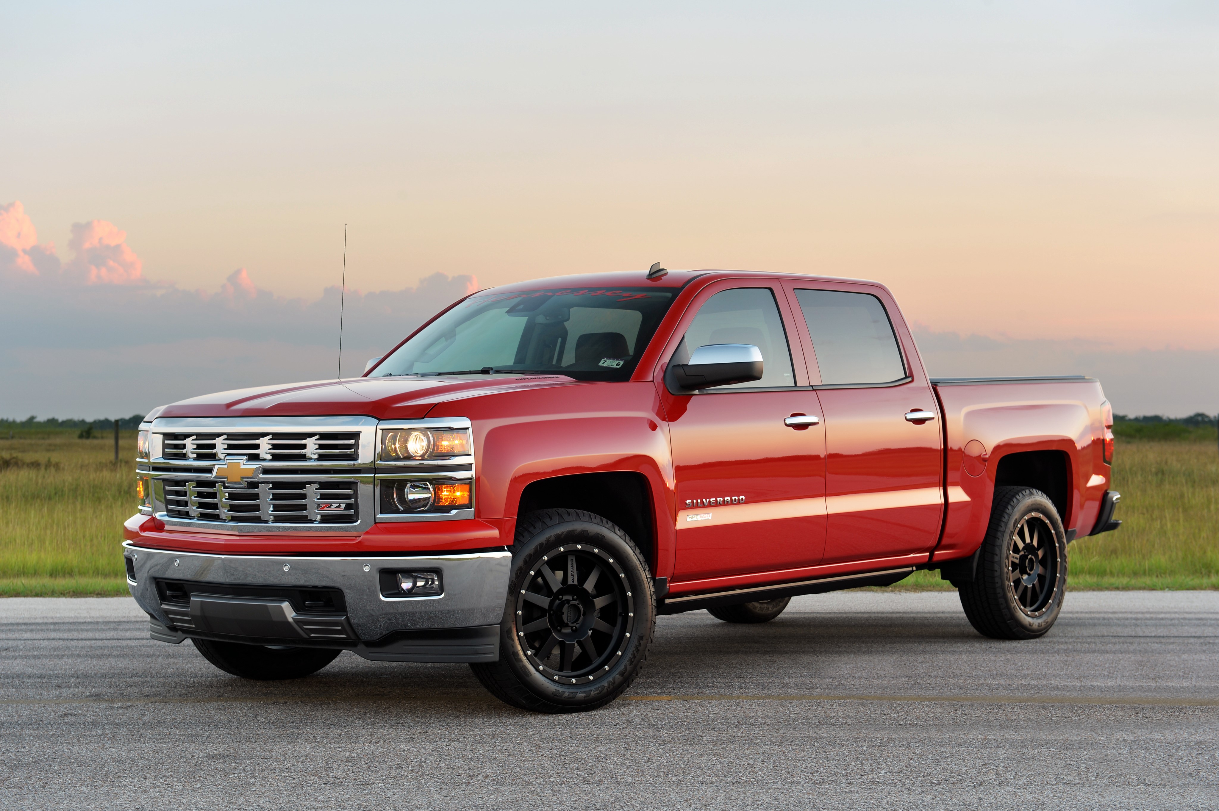 4K 2014 Hennessey Silverado HPE550 Chevrolet Red HD Wallpaper