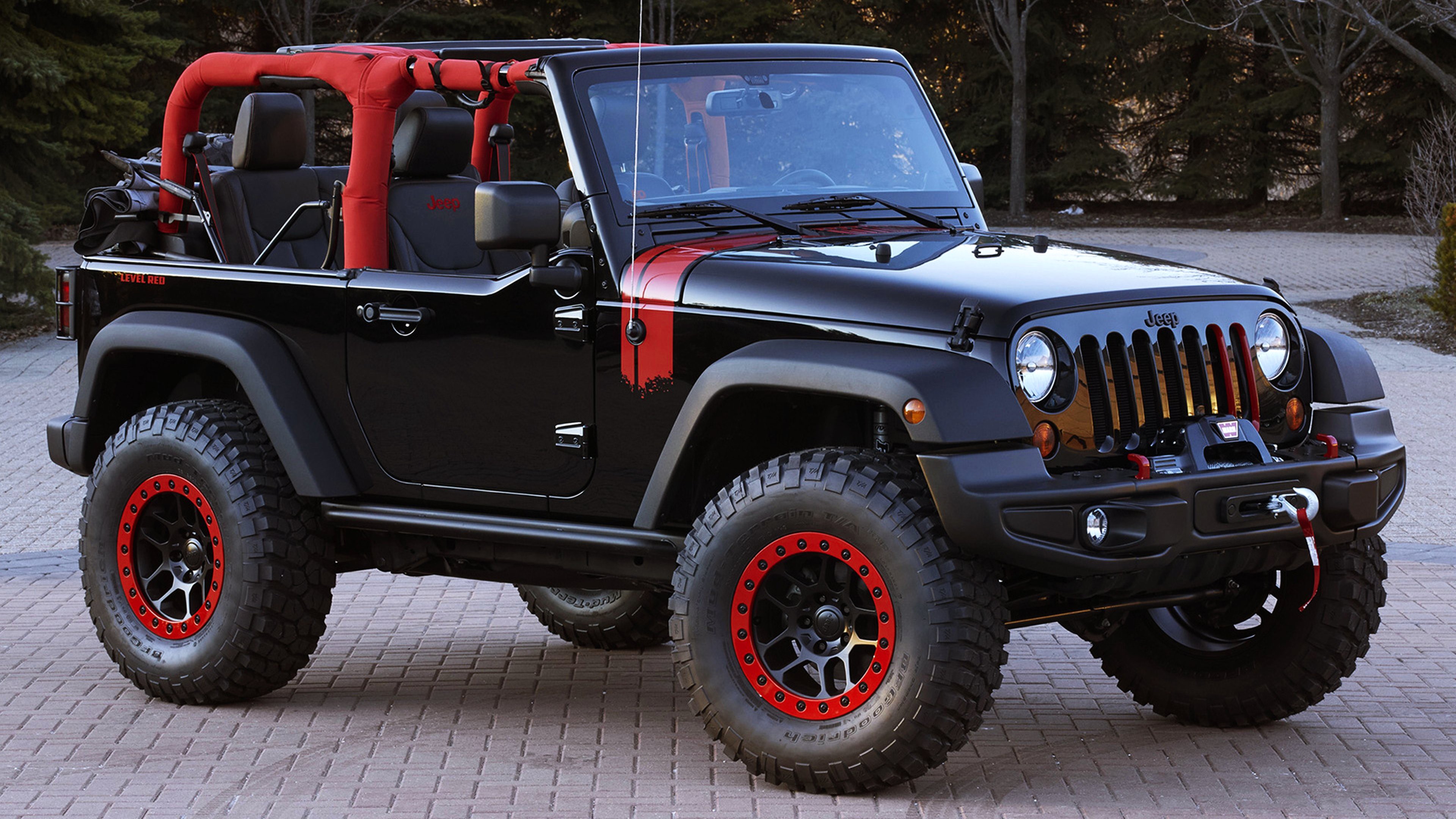 4K Black Jeep Wrangler Level Red HD Wallpaper