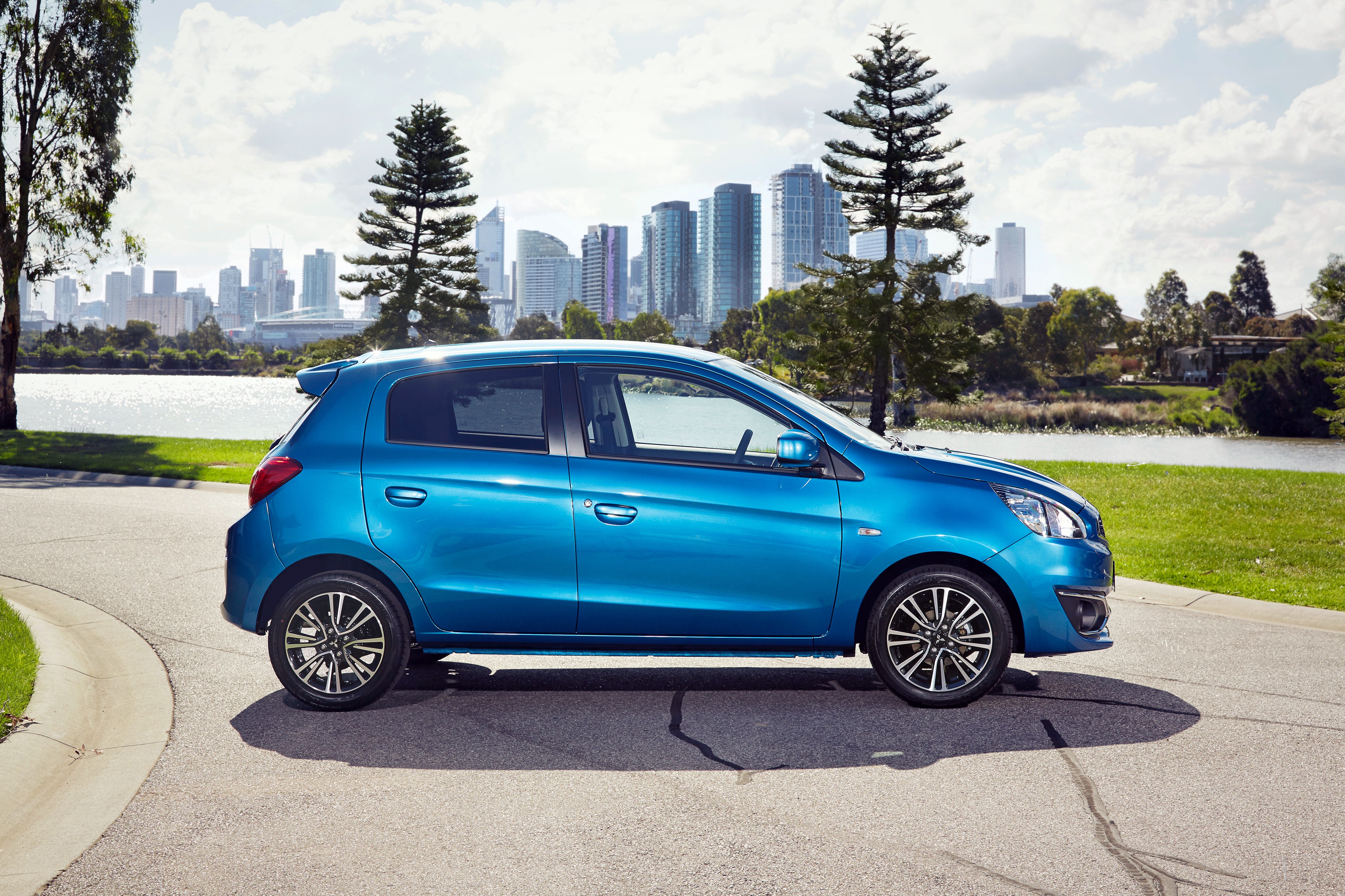 Light Blue 2016 Mitsubishi Mirage Hatchback HD Wallpaper