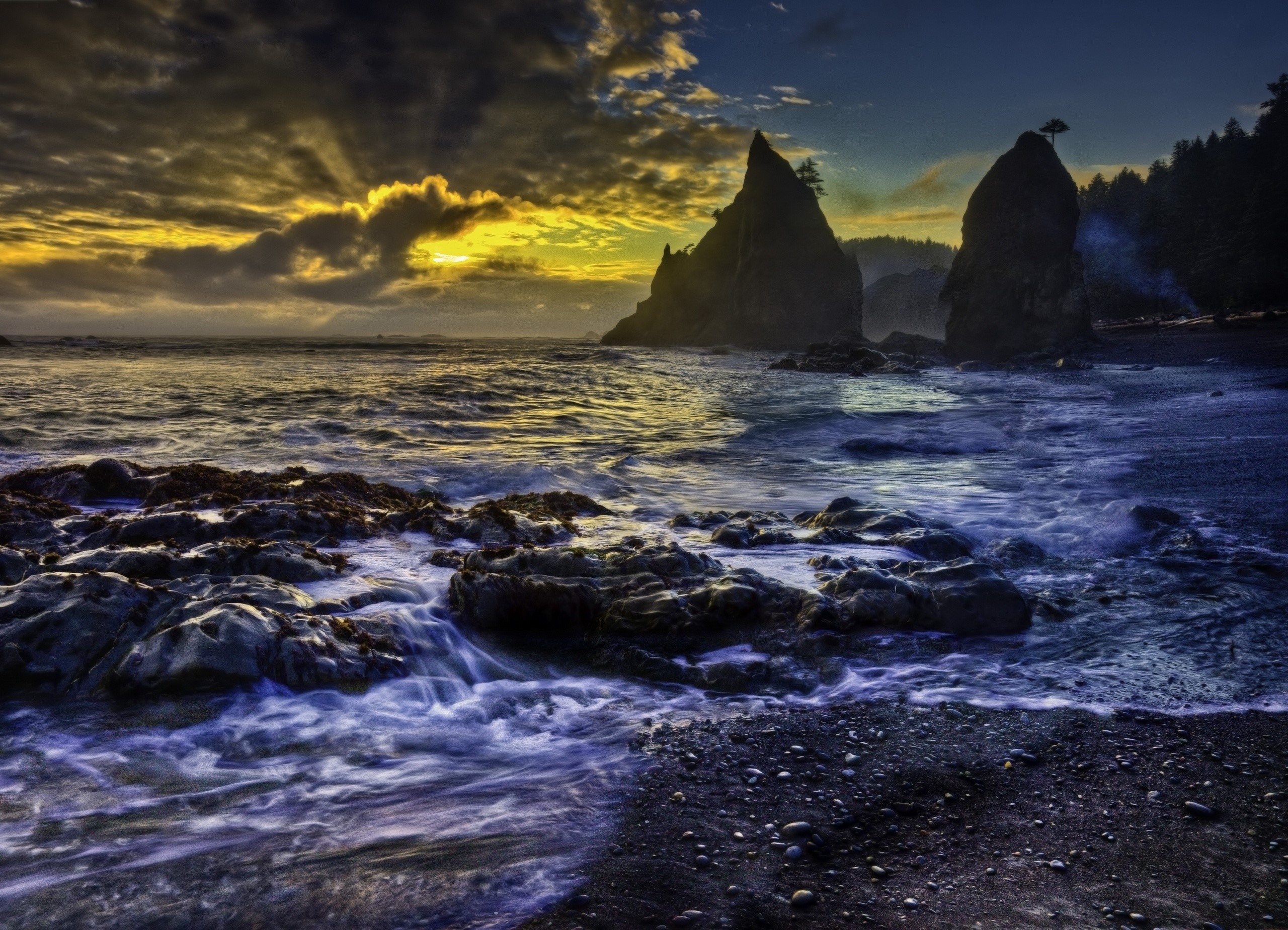 Rialto Beach Olympic National Park Washington Coast Sunset HD Wallpaper