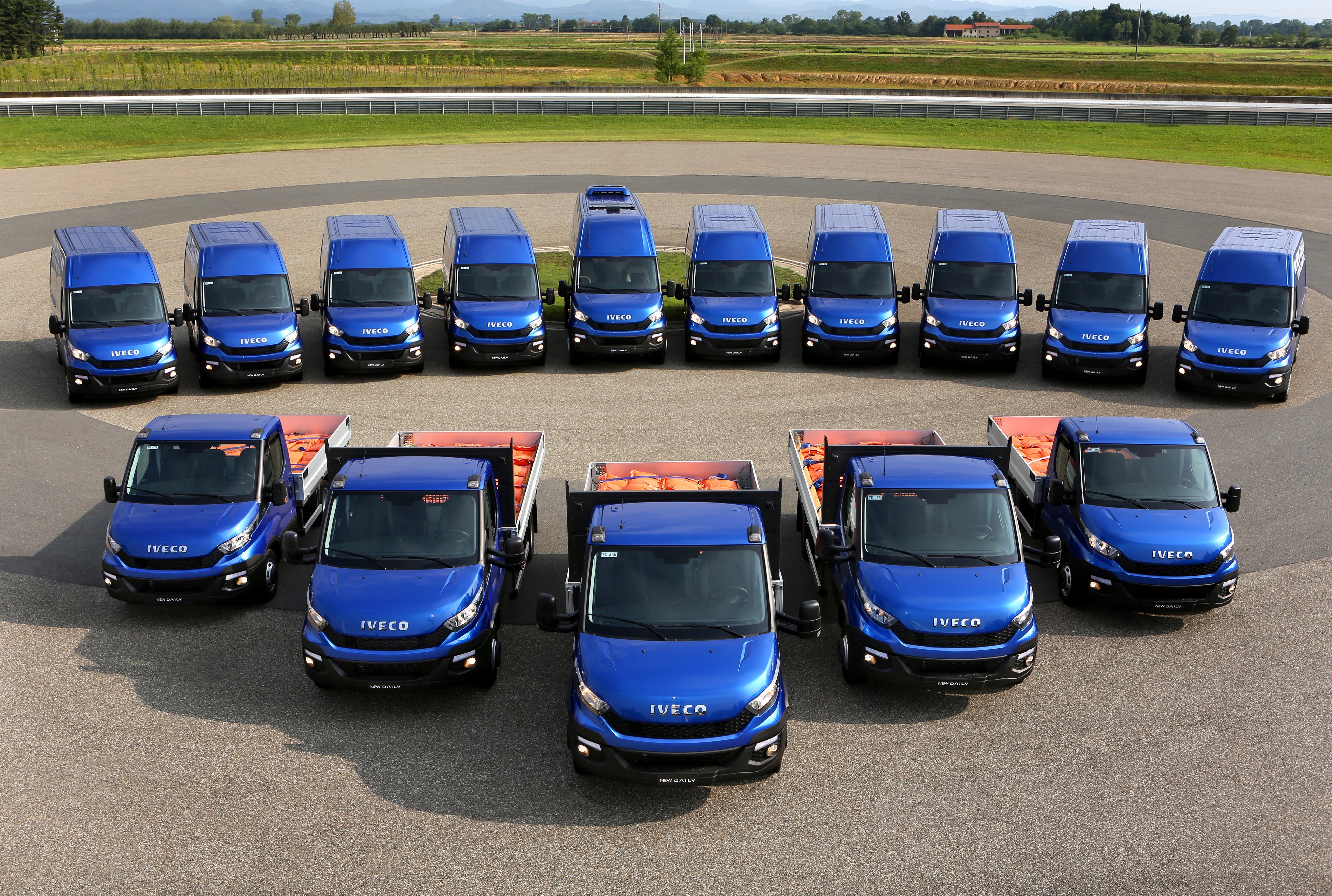 Many blue 2014 Iveco Daily vans HD Wallpaper