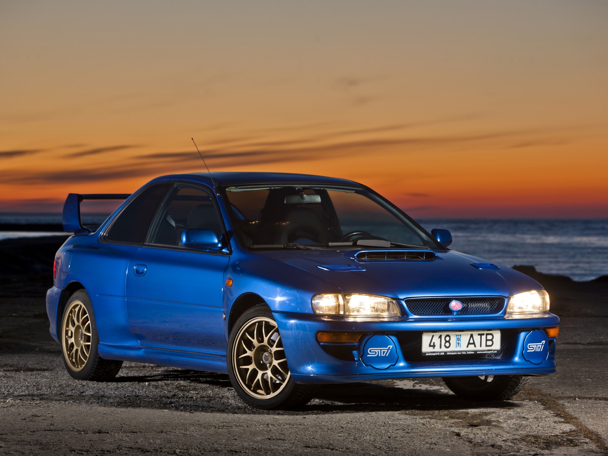 Blue 1998 Subaru Impreza 22B STi Coupe HD Wallpaper