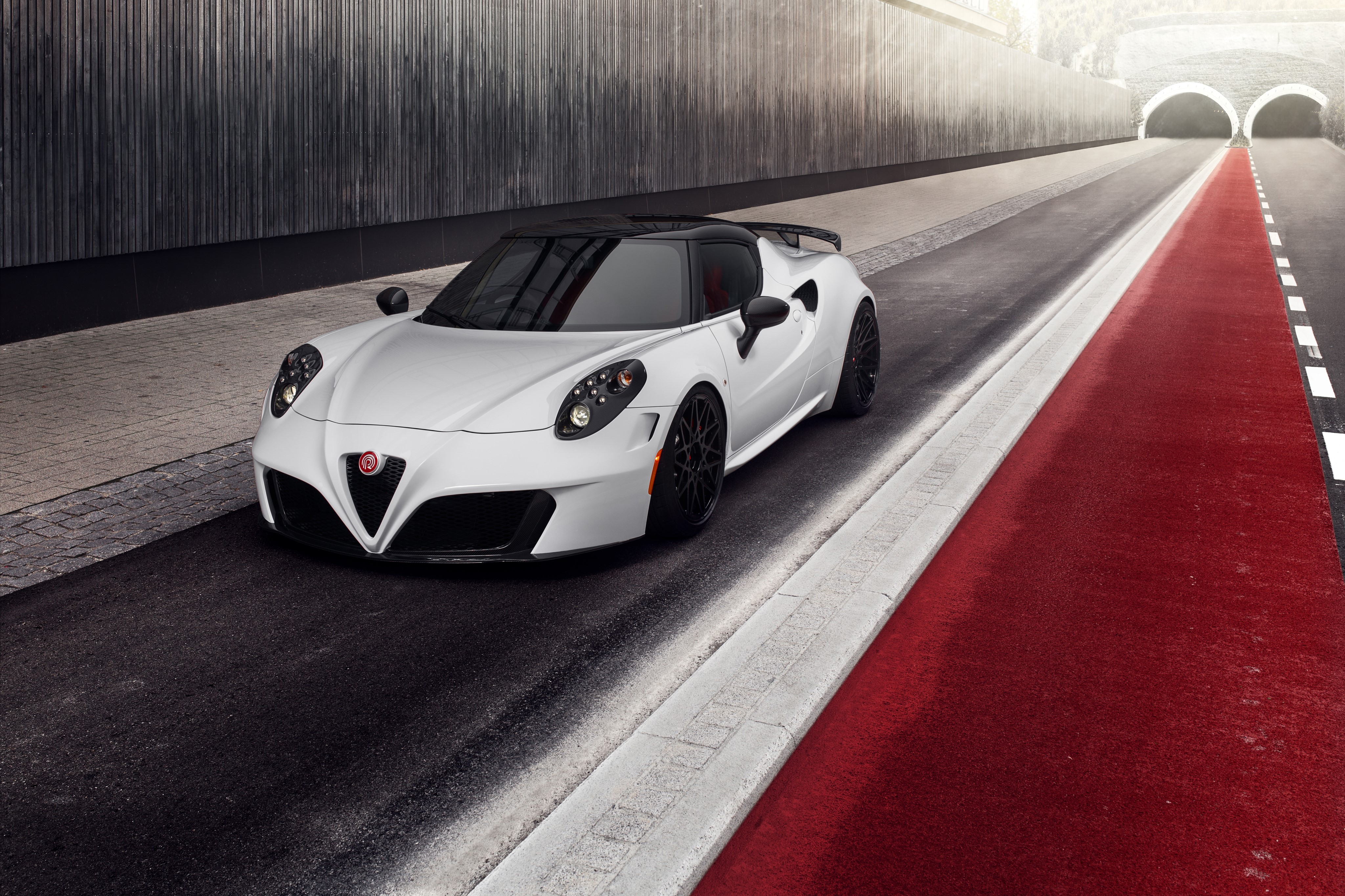 White Alfa Romeo Pogea Racing 4C HD Wallpaper