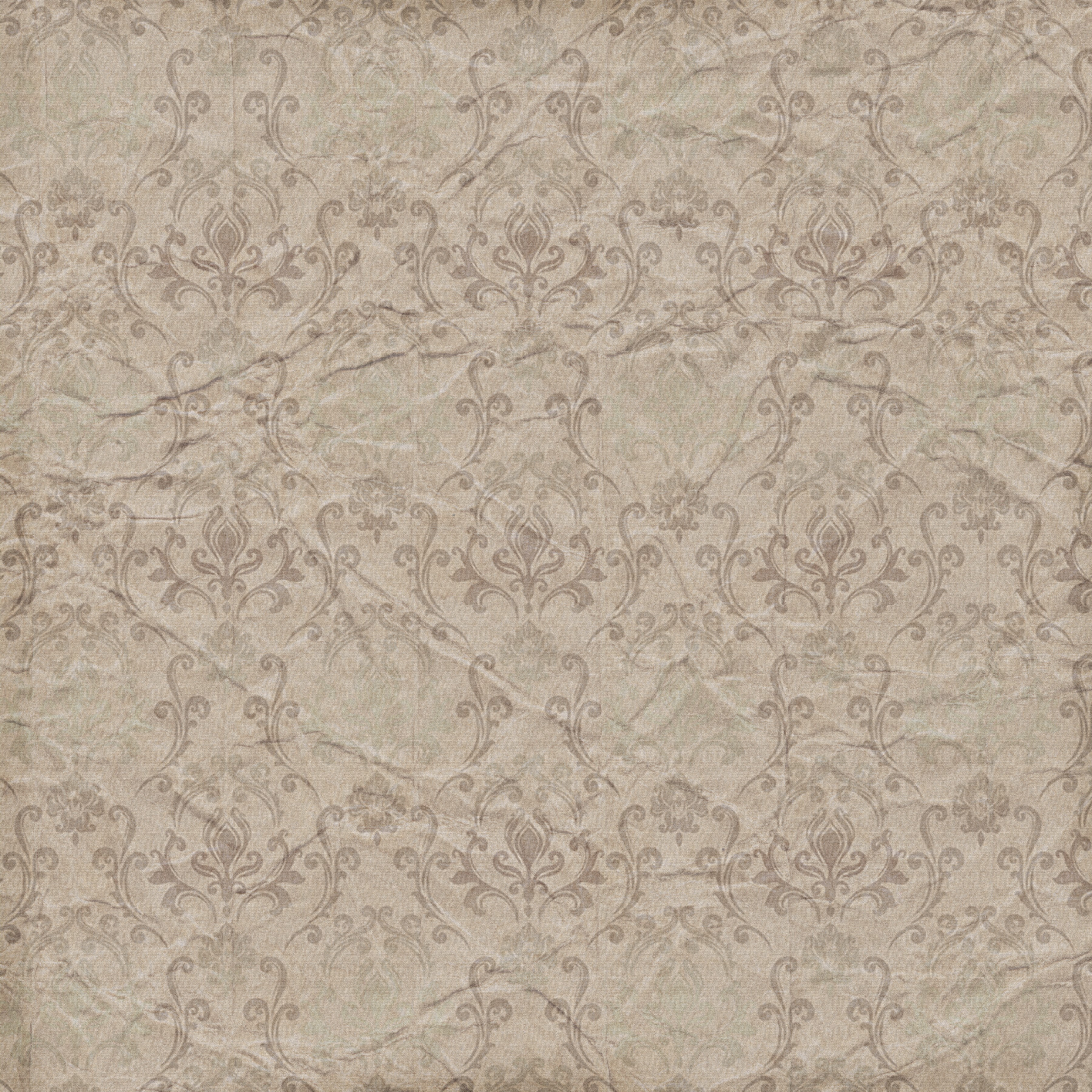 Vintage damask pattern on crumpled paper texture HD Wallpaper