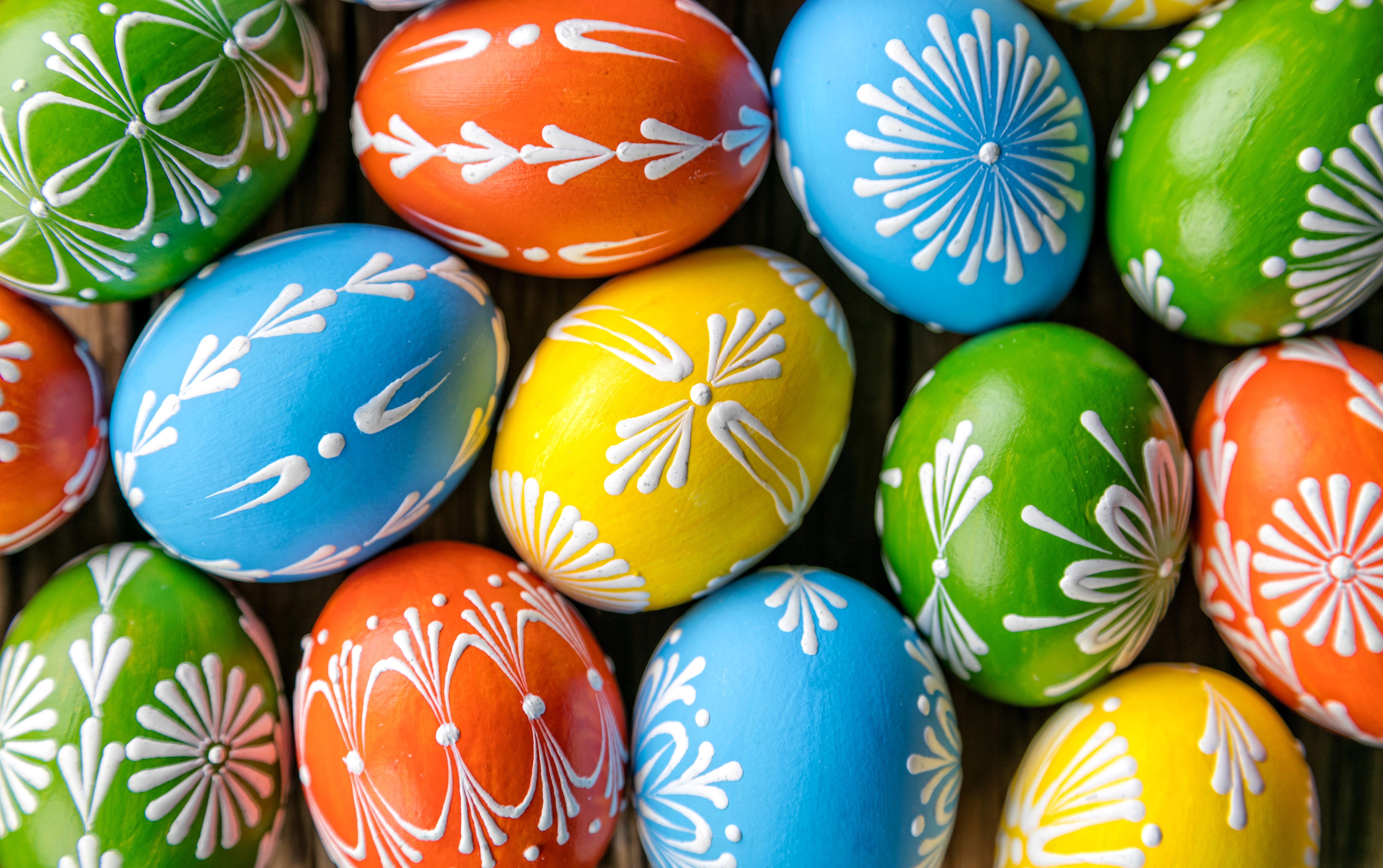 Many Easter Eggs with White Designs HD Wallpaper