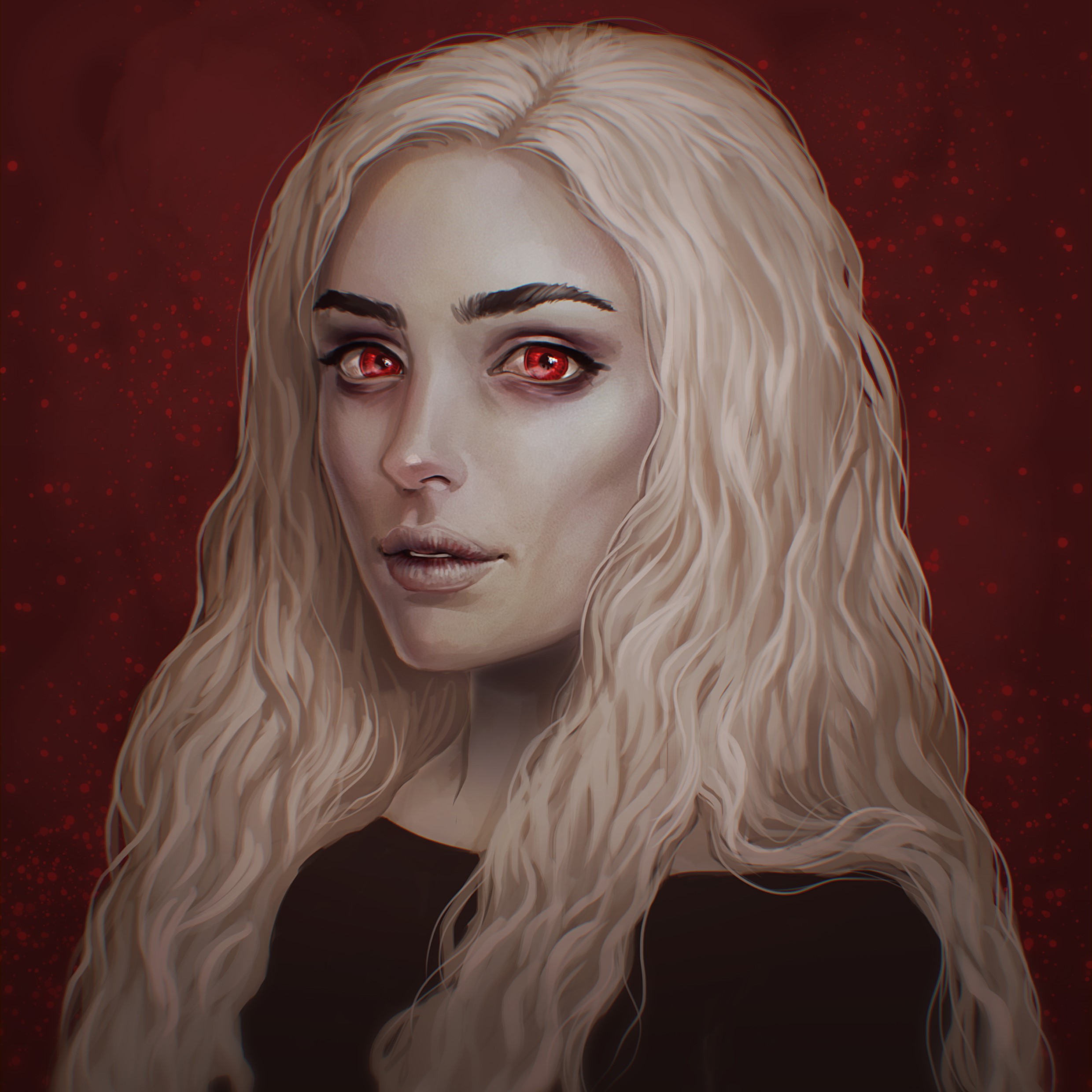 Blonde girl with red eyes HD Wallpaper