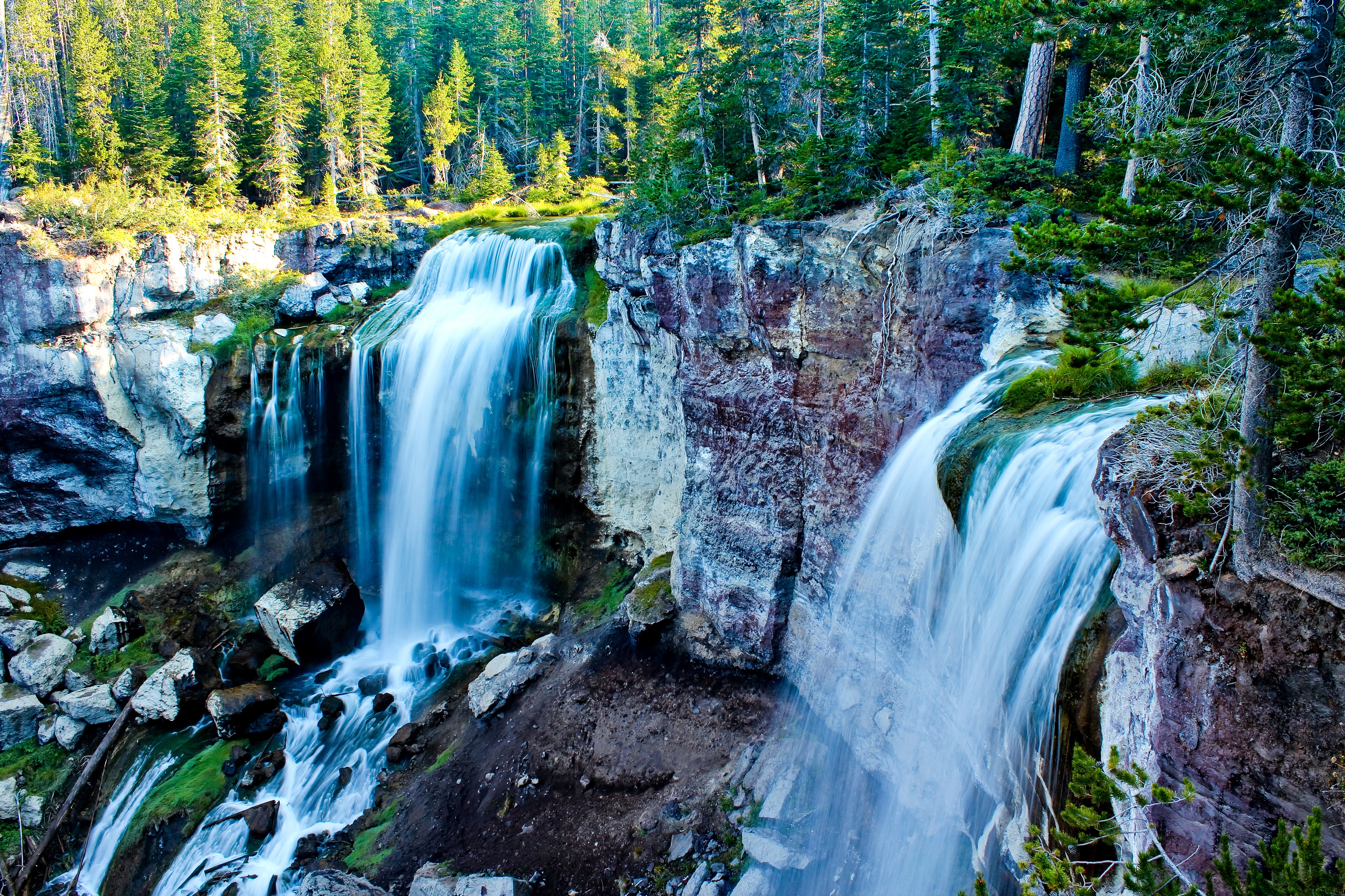 Paulina Falls Oregon USA Waterfalls Forests HD Wallpaper