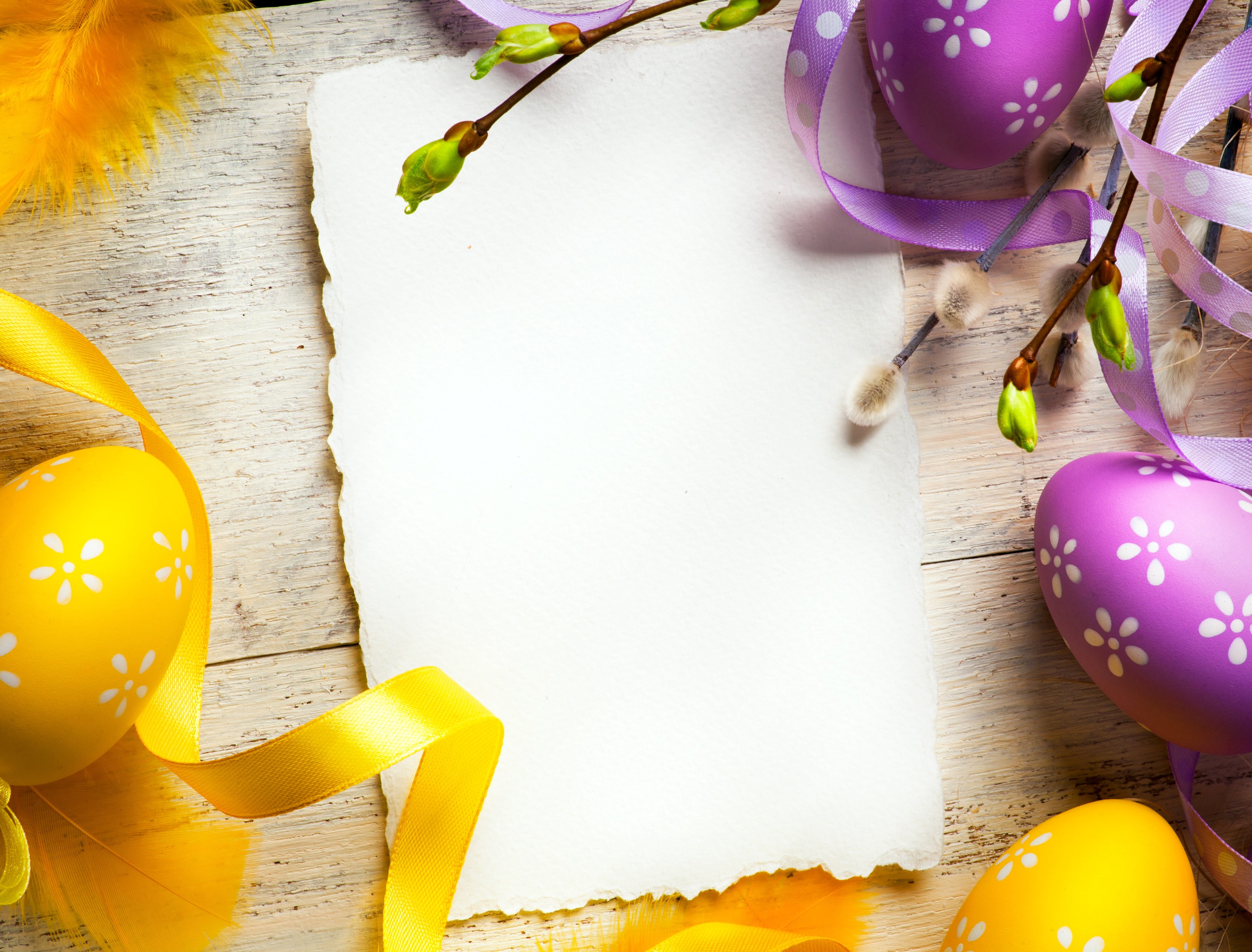 Easter Eggs and Greeting Card Template HD Wallpaper