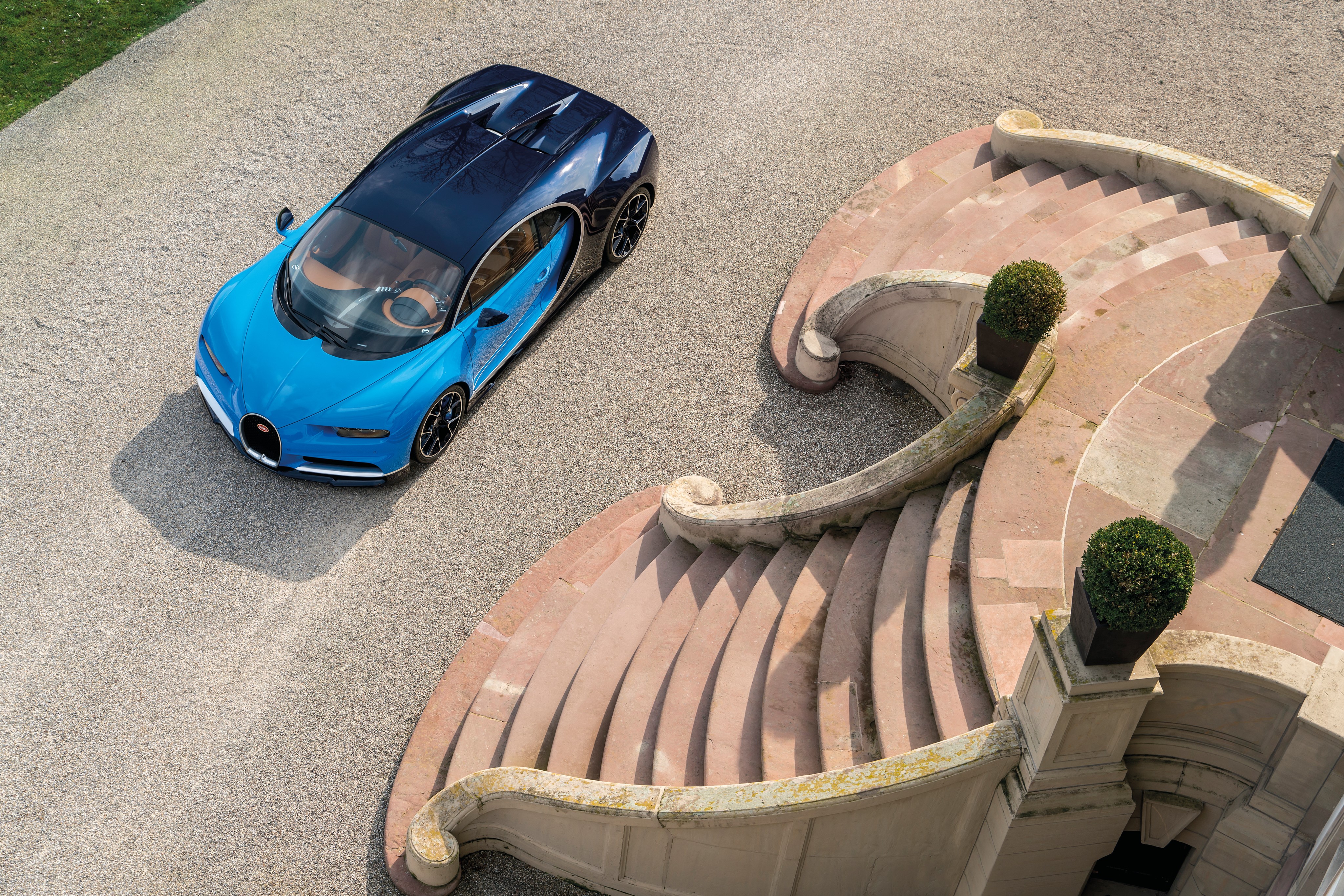4K Bugatti Chiron Luxury Car from Above HD Wallpaper