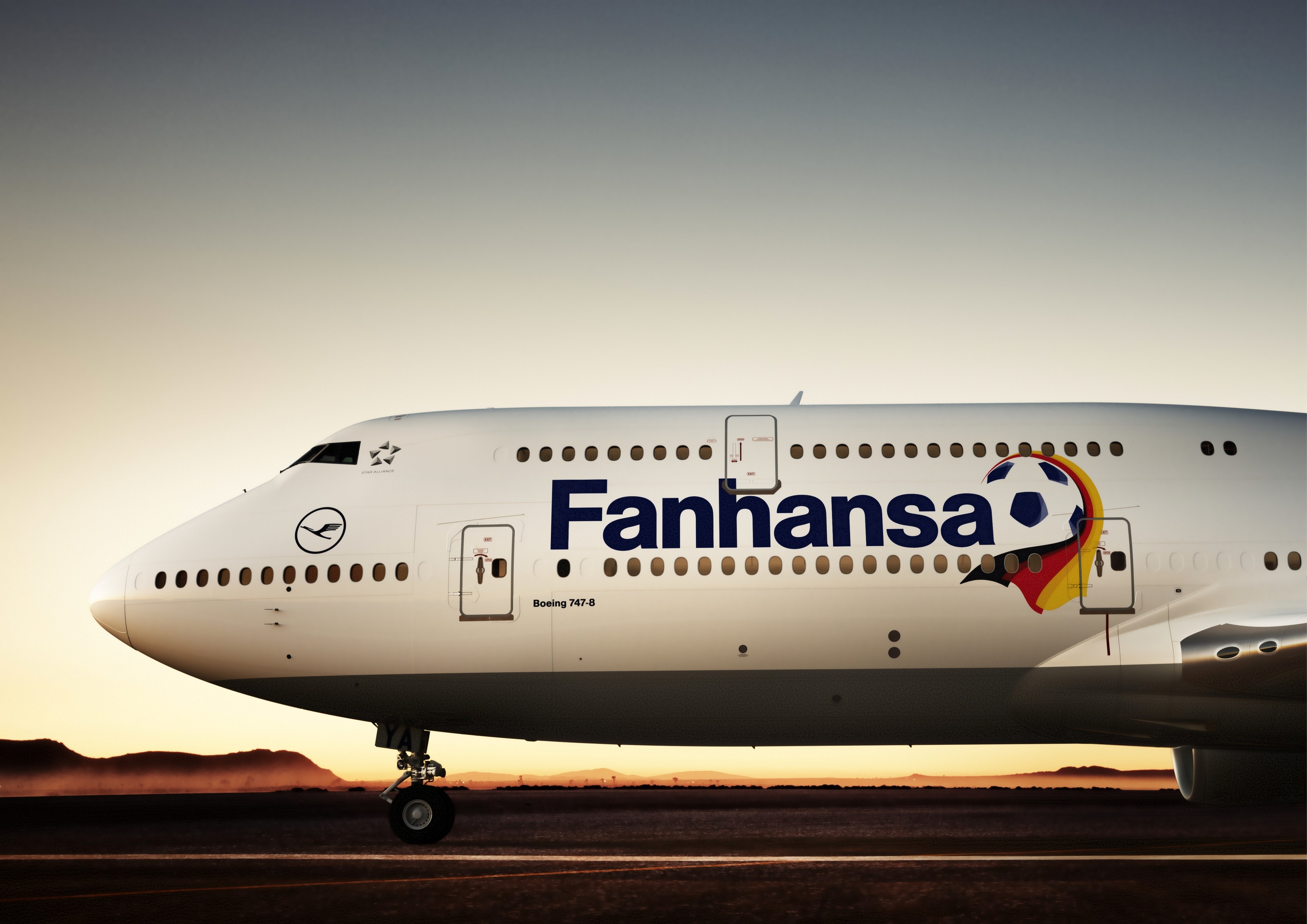Lufthansa Fanthansa Boeing 747-8 Airplane with Soccer Ball HD Wallpaper