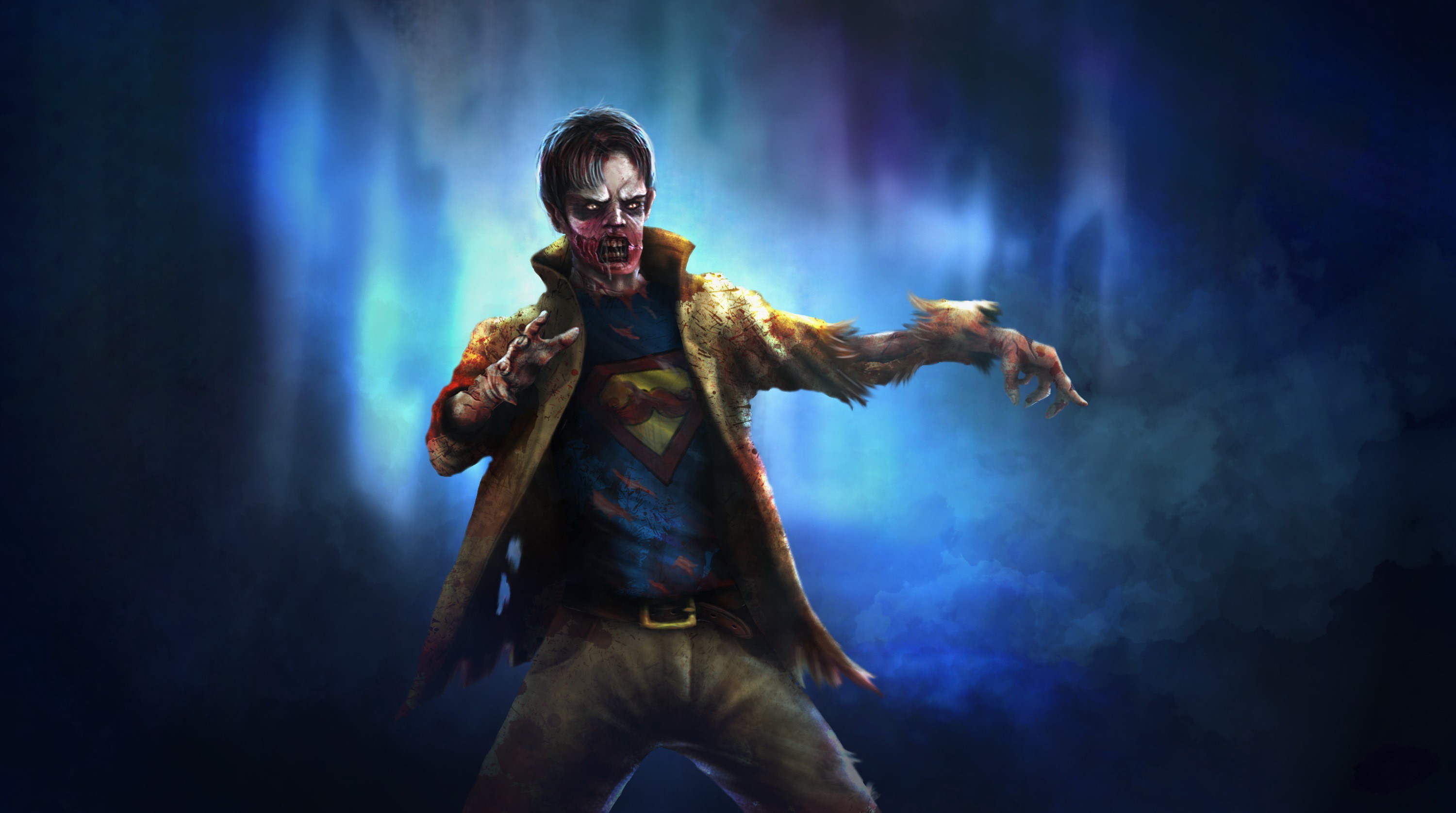 Zombie wearing a Superman shirt HD Wallpaper