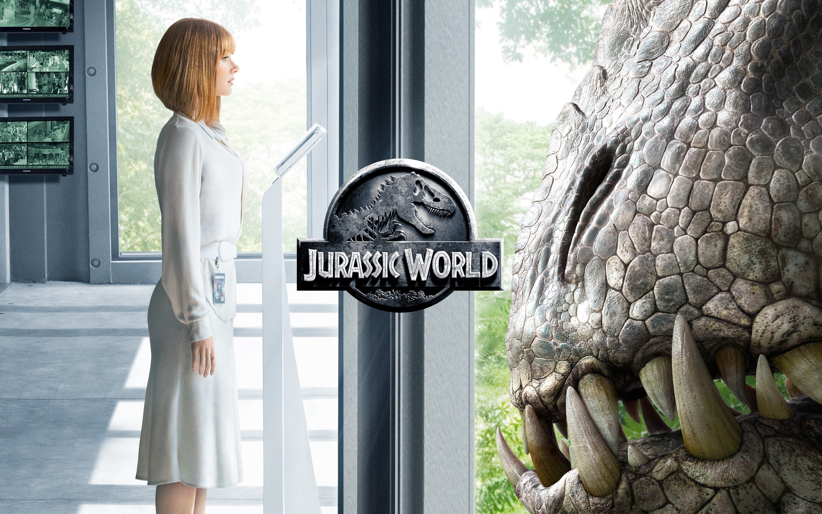 Claire Dearing and Dinosaur from Jurassic World HD Wallpaper