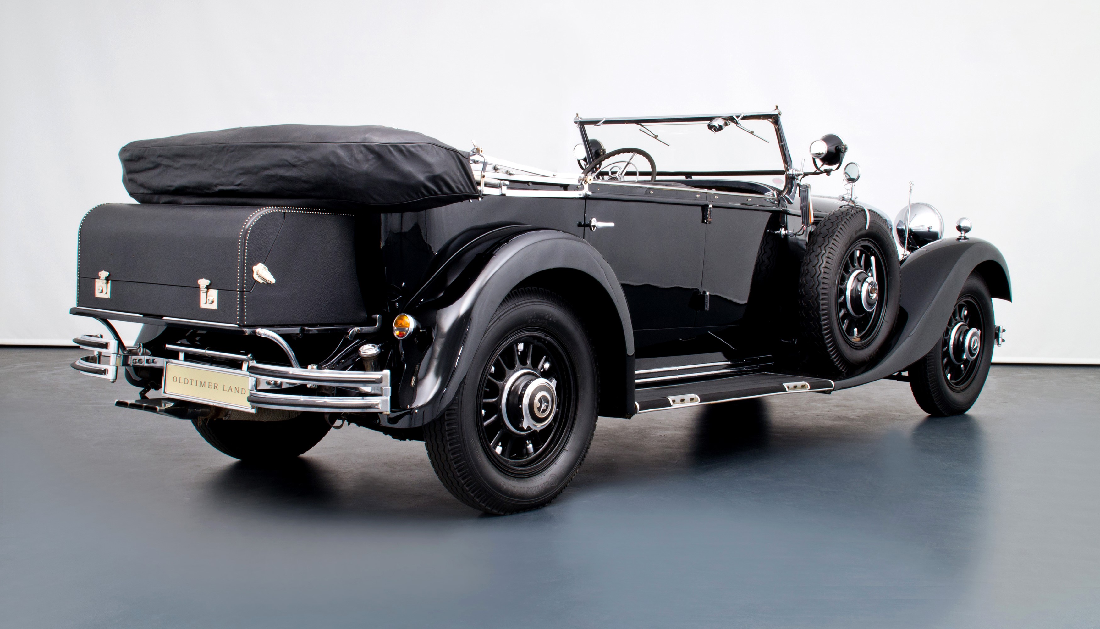 Black Mercedes-Benz convertible classic car HD Wallpaper