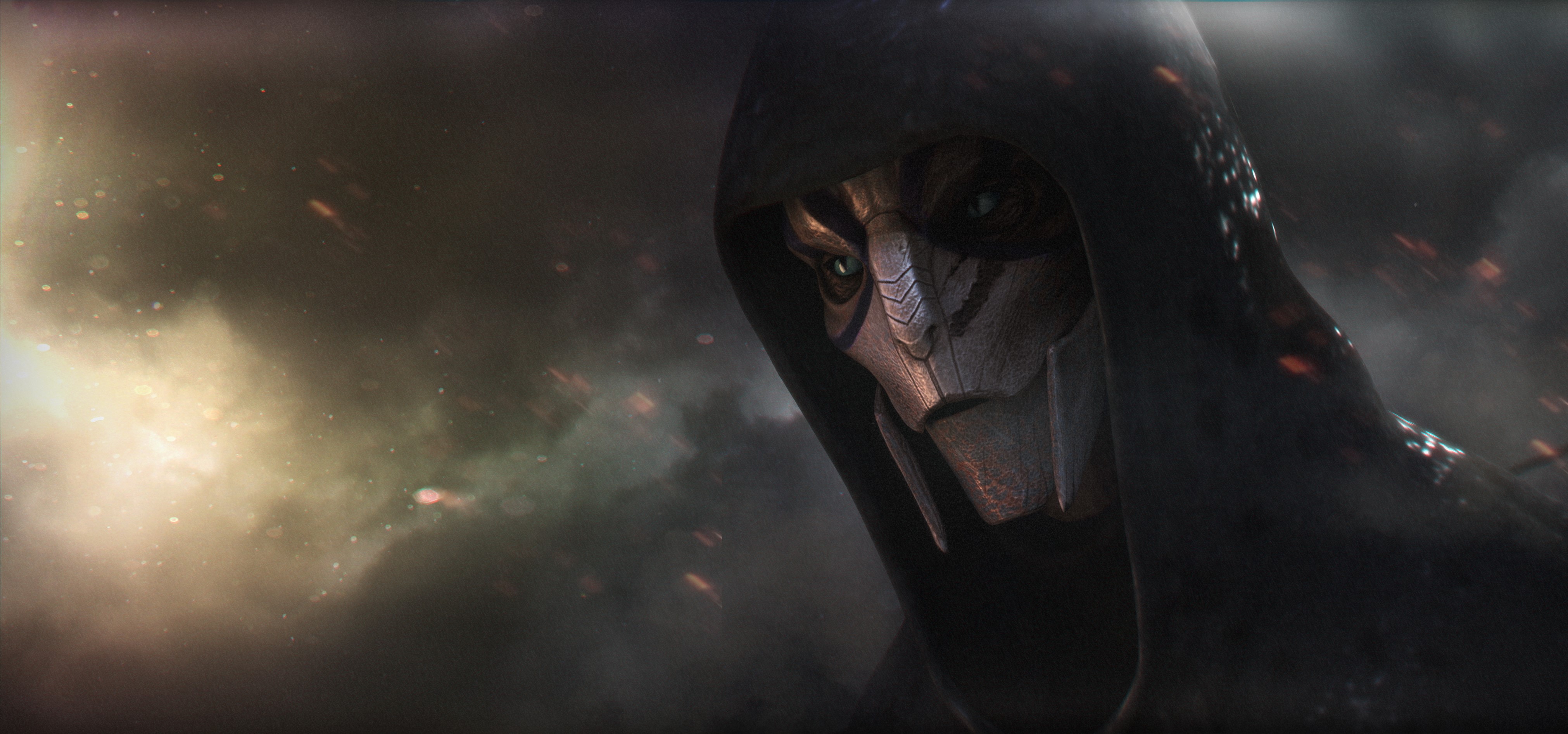 Turian from Mass Effect wearing a hood HD Wallpaper
