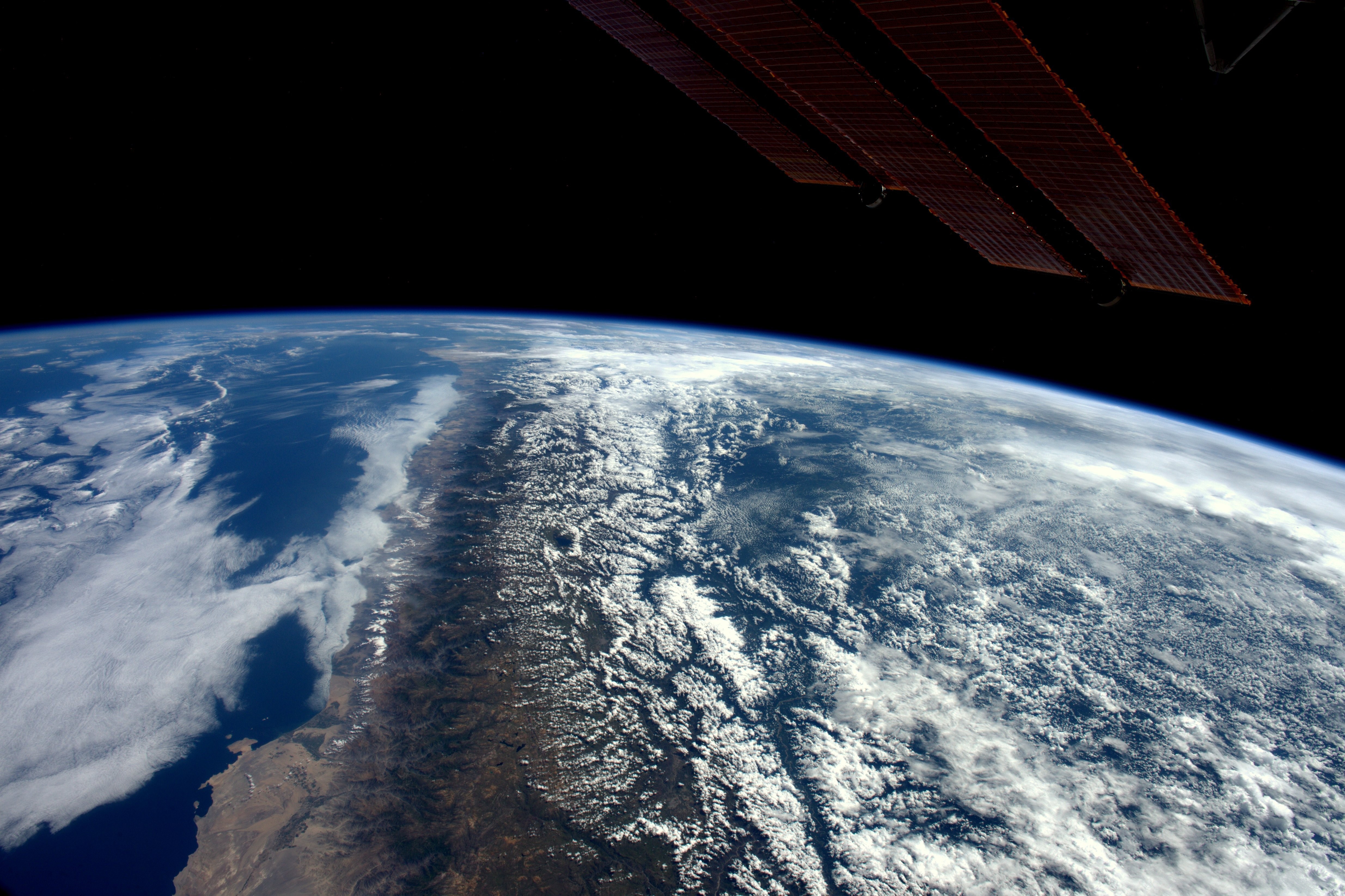 Earth's Andes Mountains and Pacific Ocean from Space HD Wallpaper