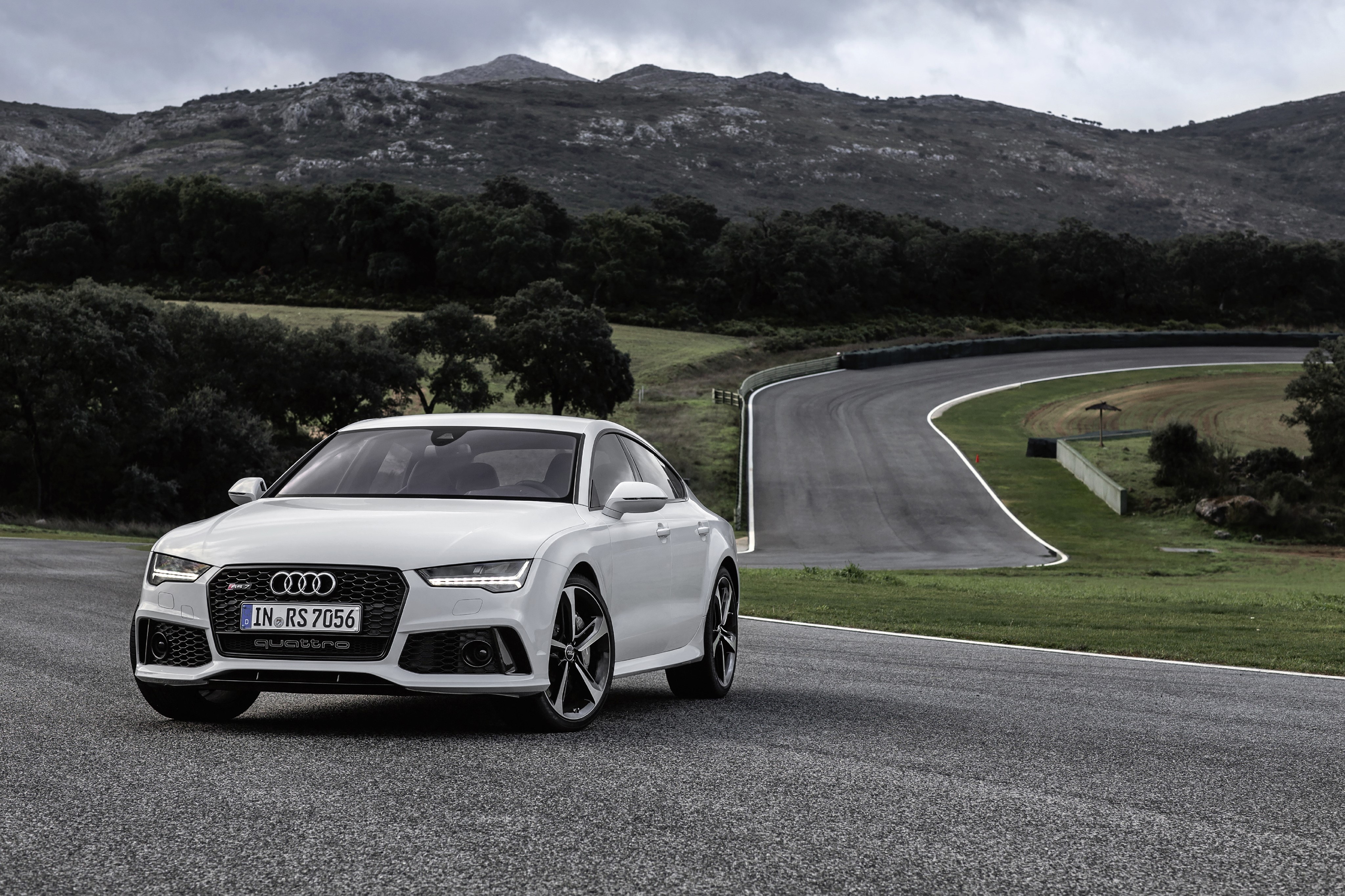 White Audi RS 7 on a Race Track HD Wallpaper