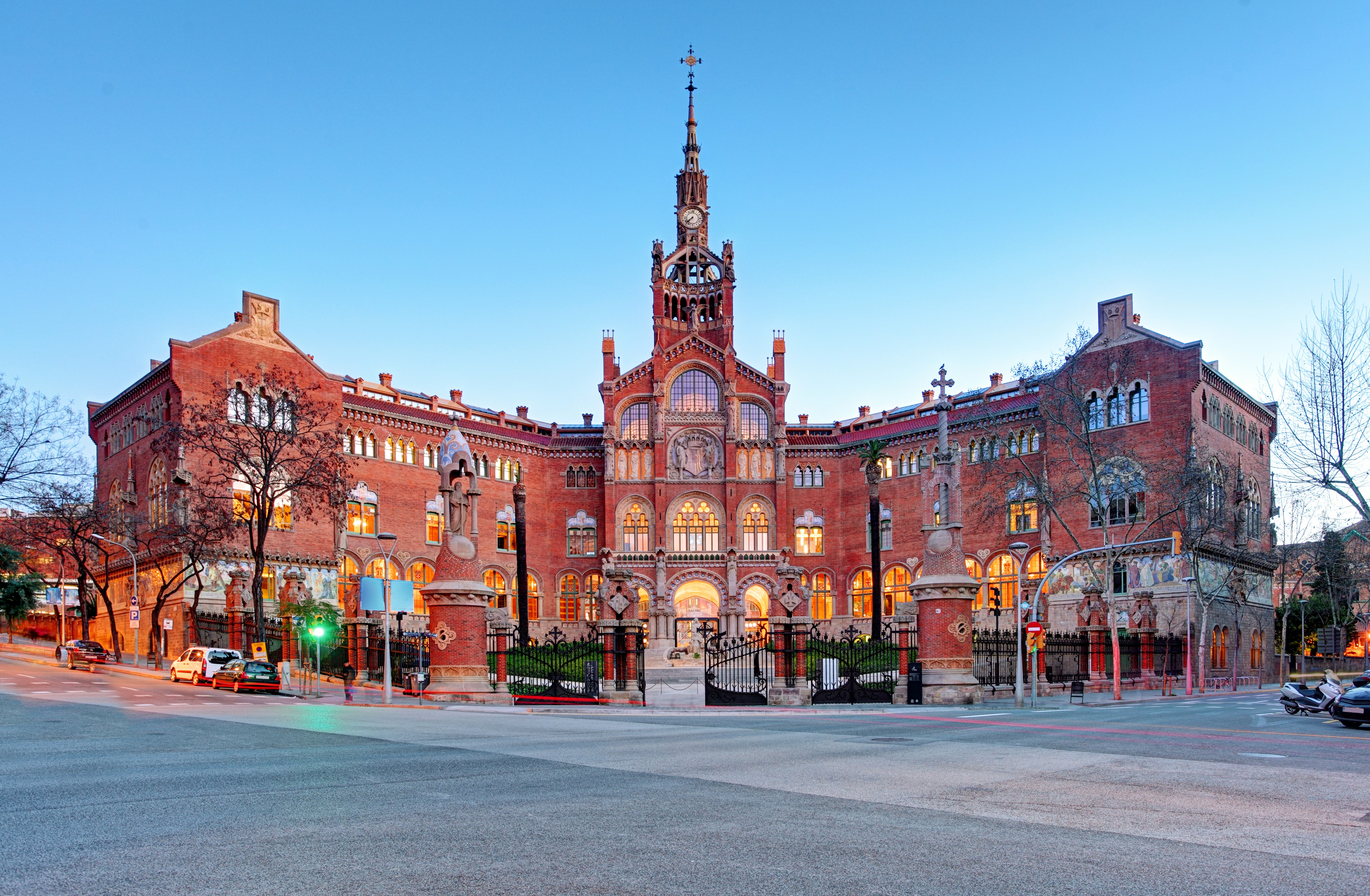 Hospital Sant Pau in Barcelona, Spain at Dusk HD Wallpaper
