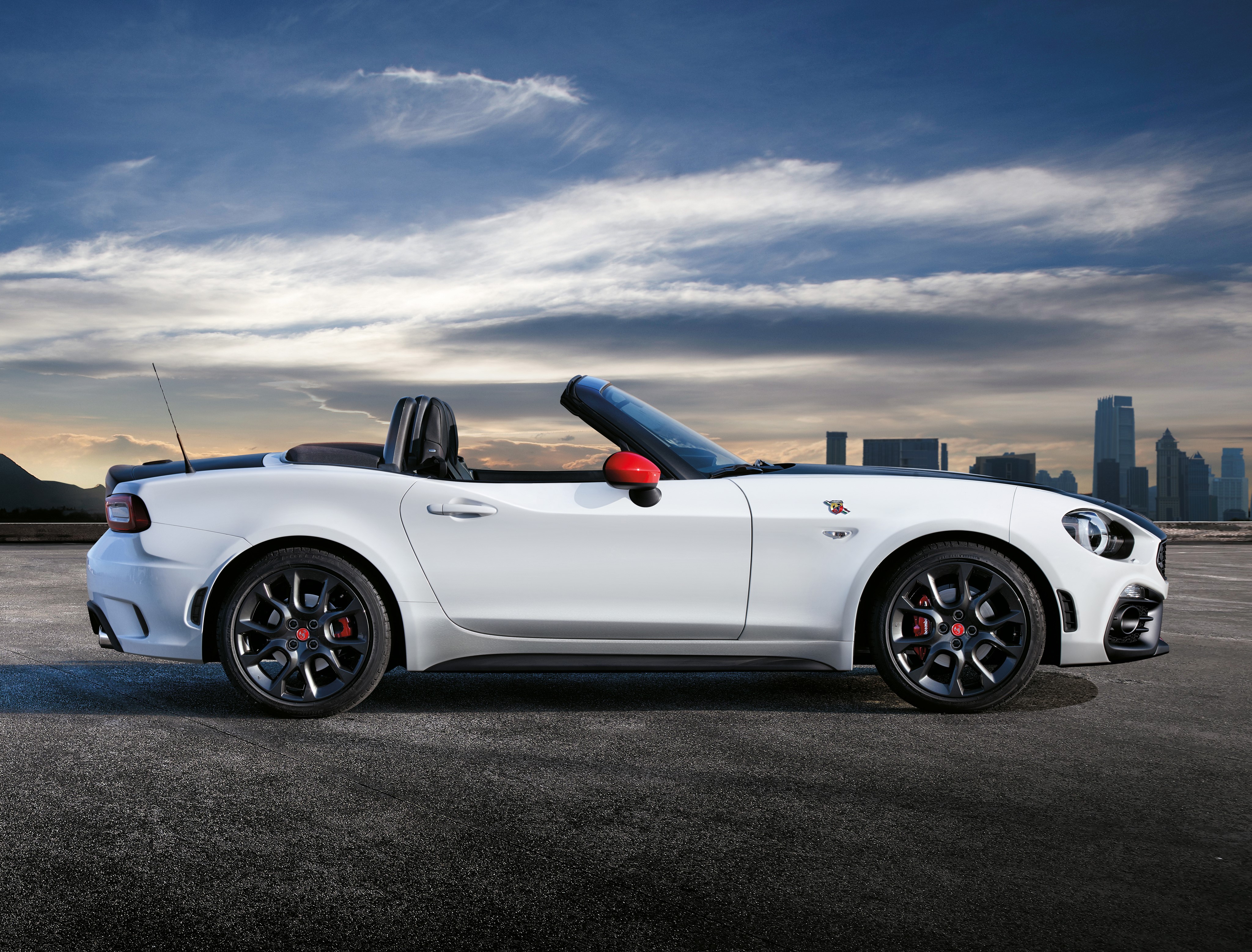 White Abarth 124 Spider Cabriolet HD Wallpaper