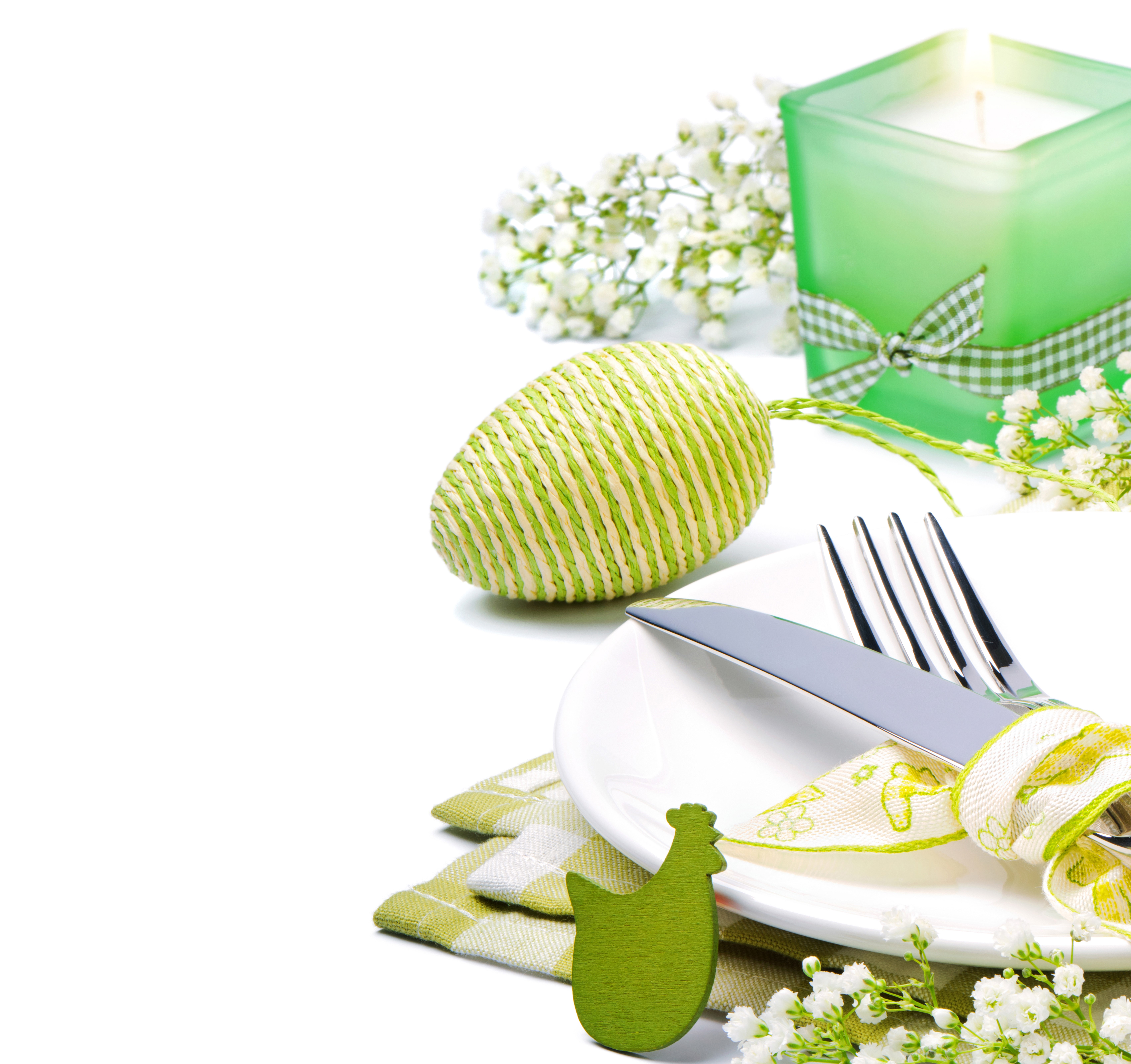 Easter Table Setting with Egg and Candle HD Wallpaper