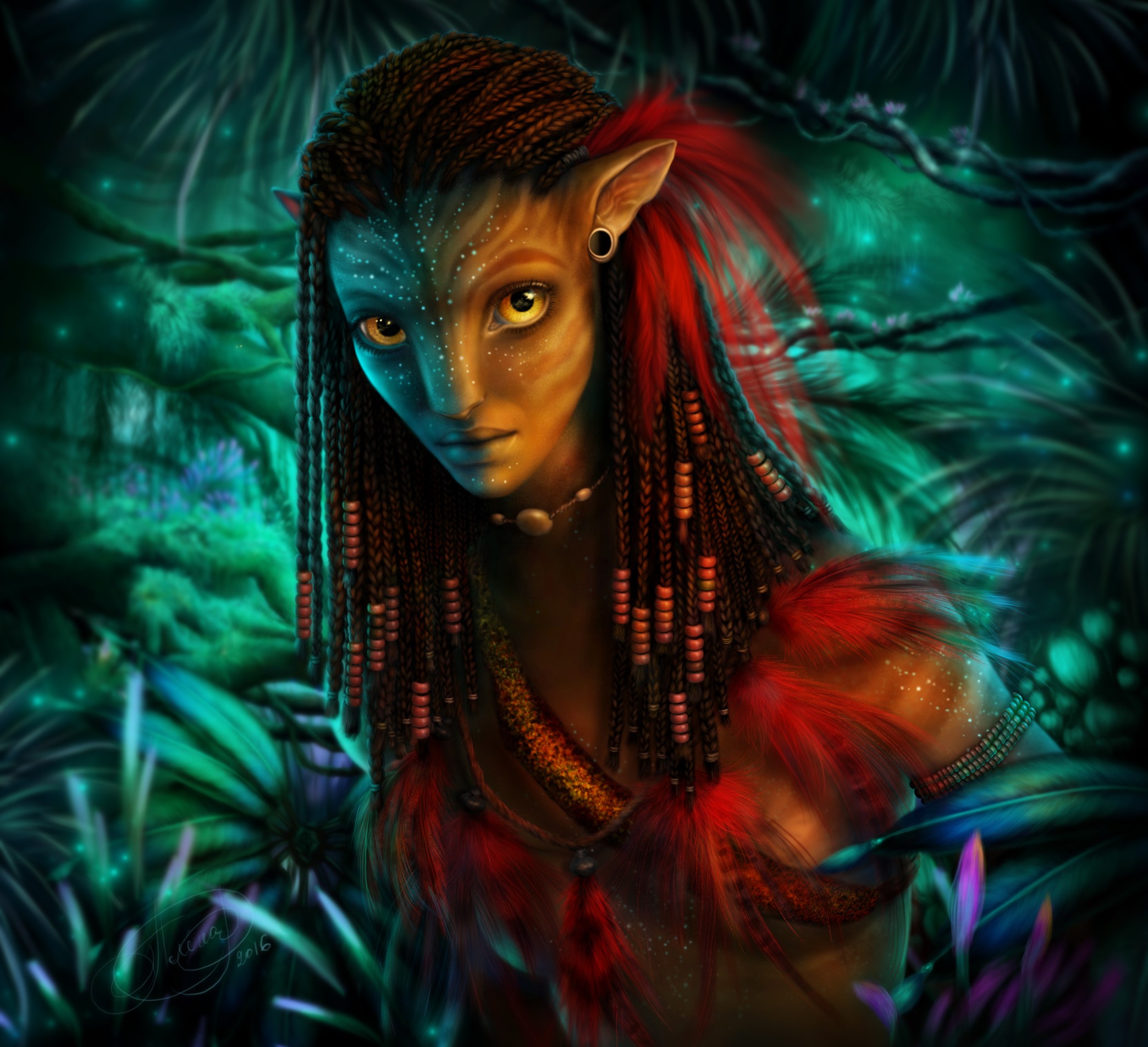 Avatar Na'vi woman in jungle HD Wallpaper