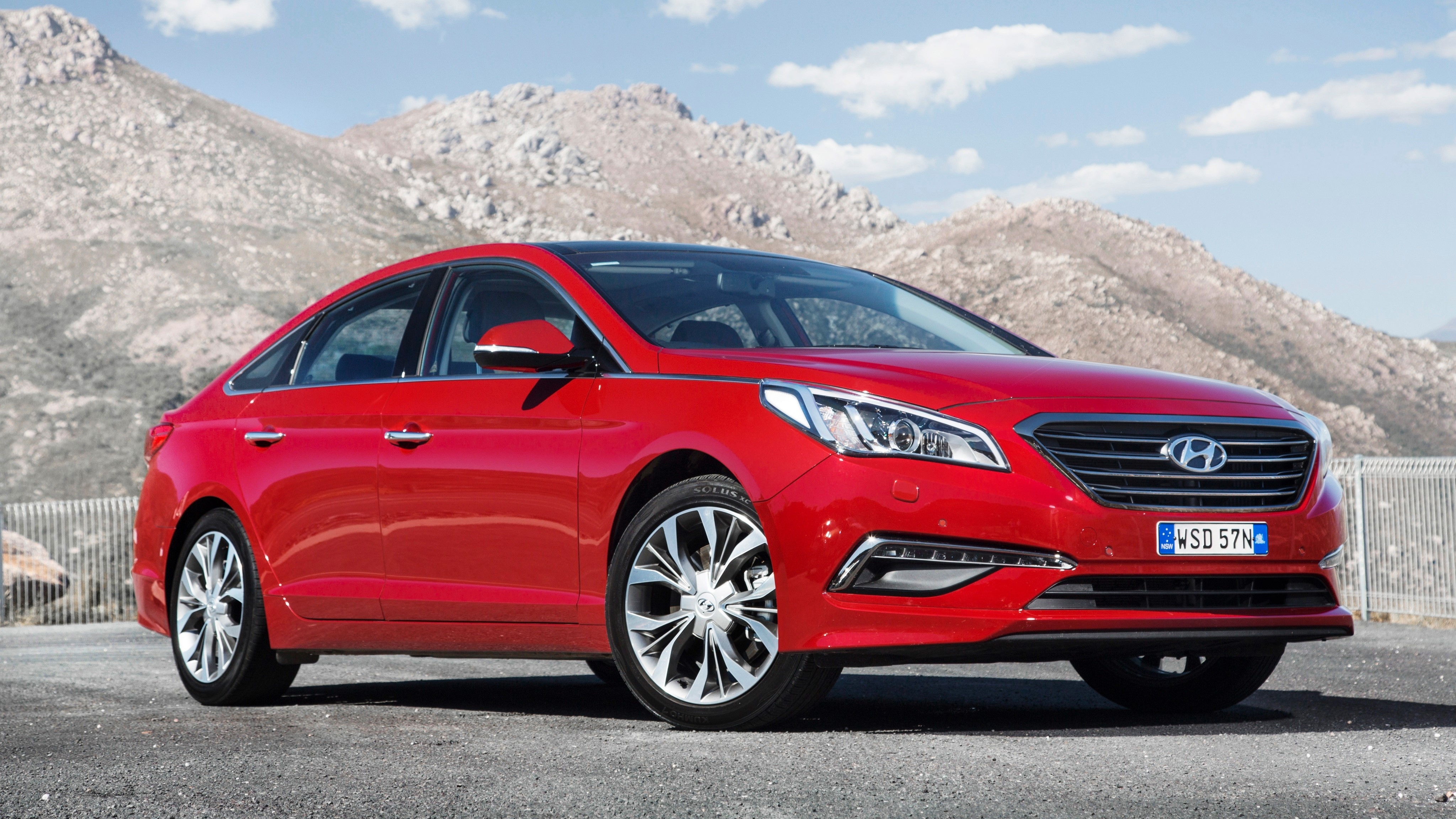 4K 2015 Hyundai Sonata AU-spec LF Red HD Wallpaper