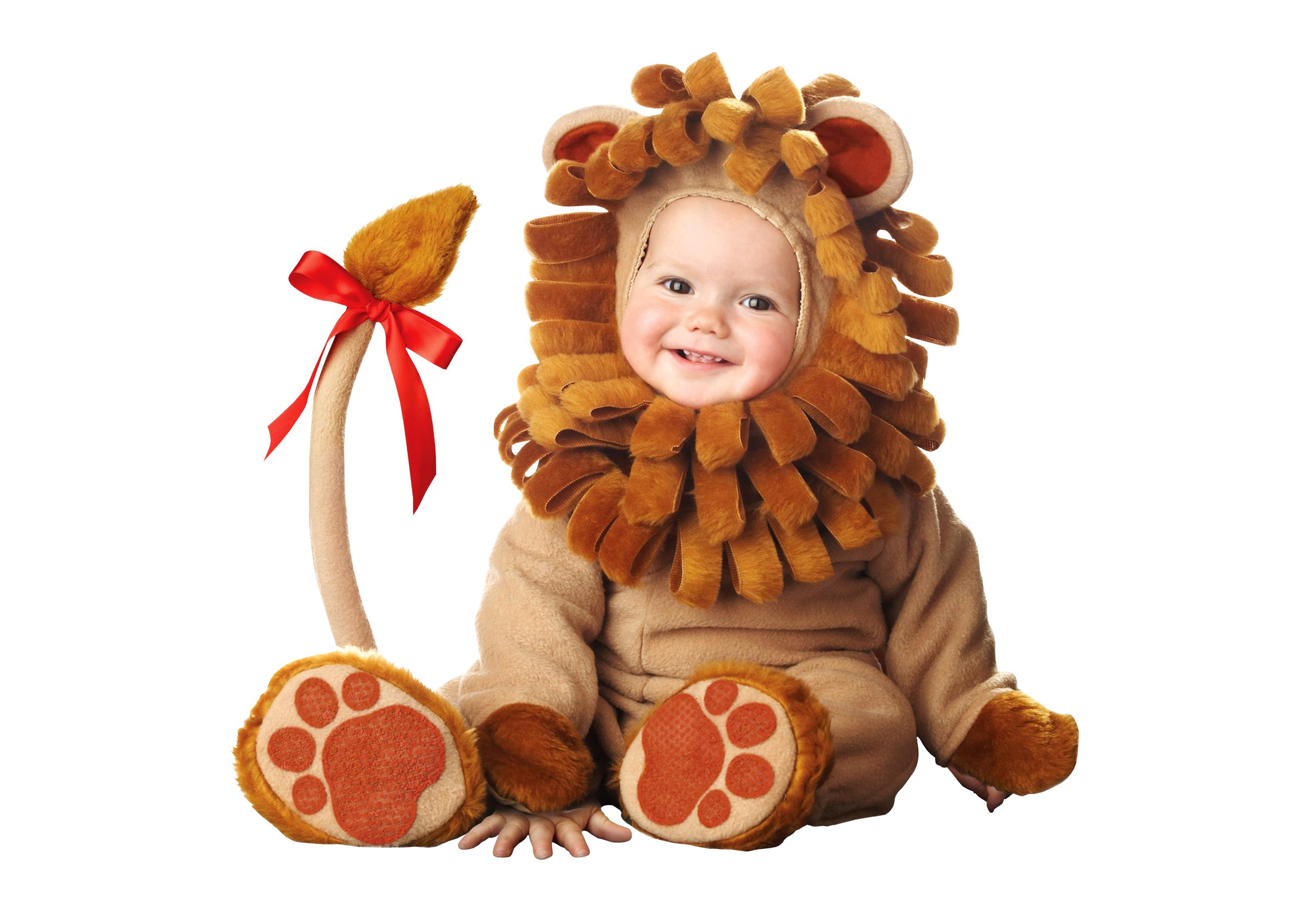 Baby in a Lion Costume with Red Bow HD Wallpaper