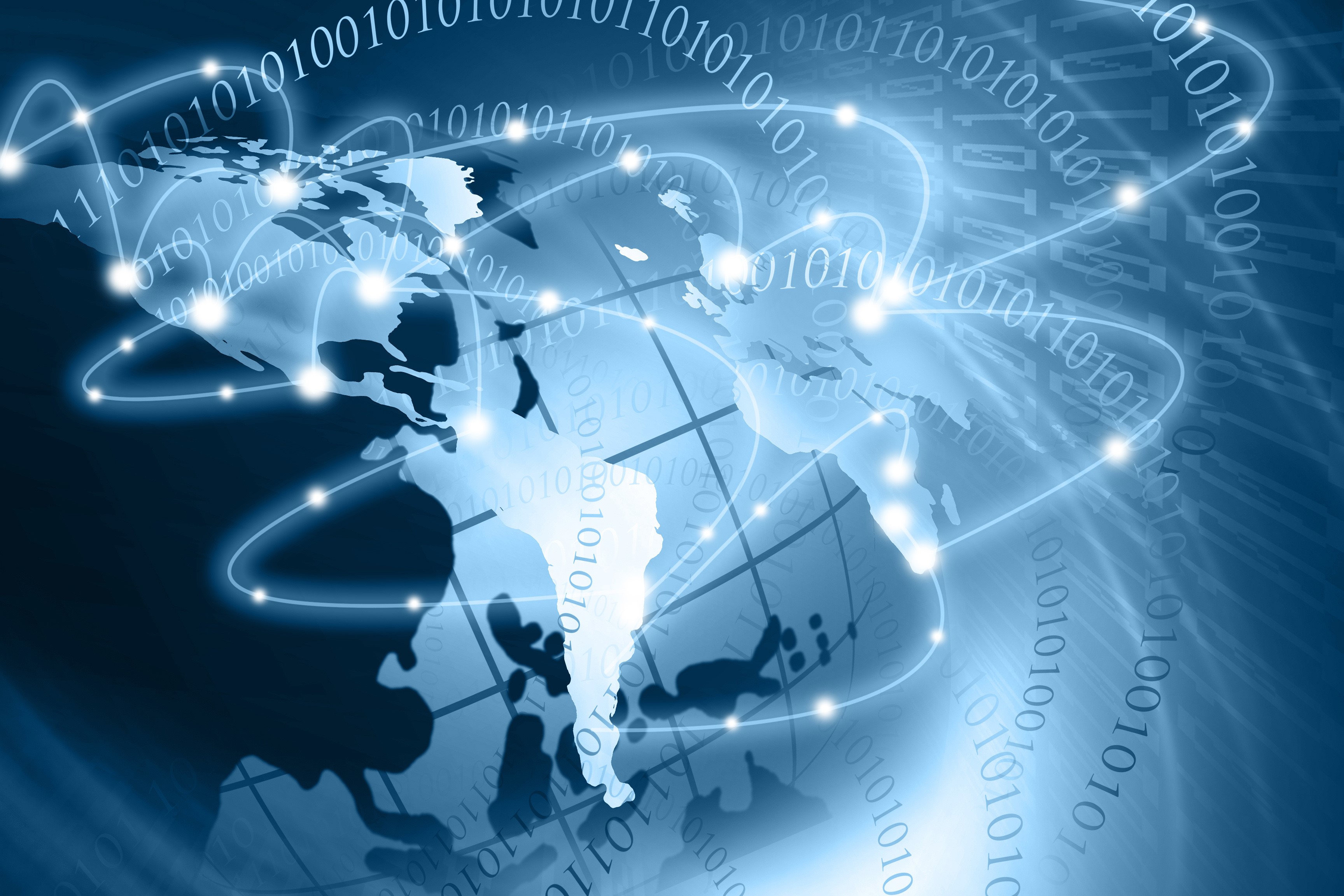 Digital Globe with Binary Code and Network Connections HD Wallpaper