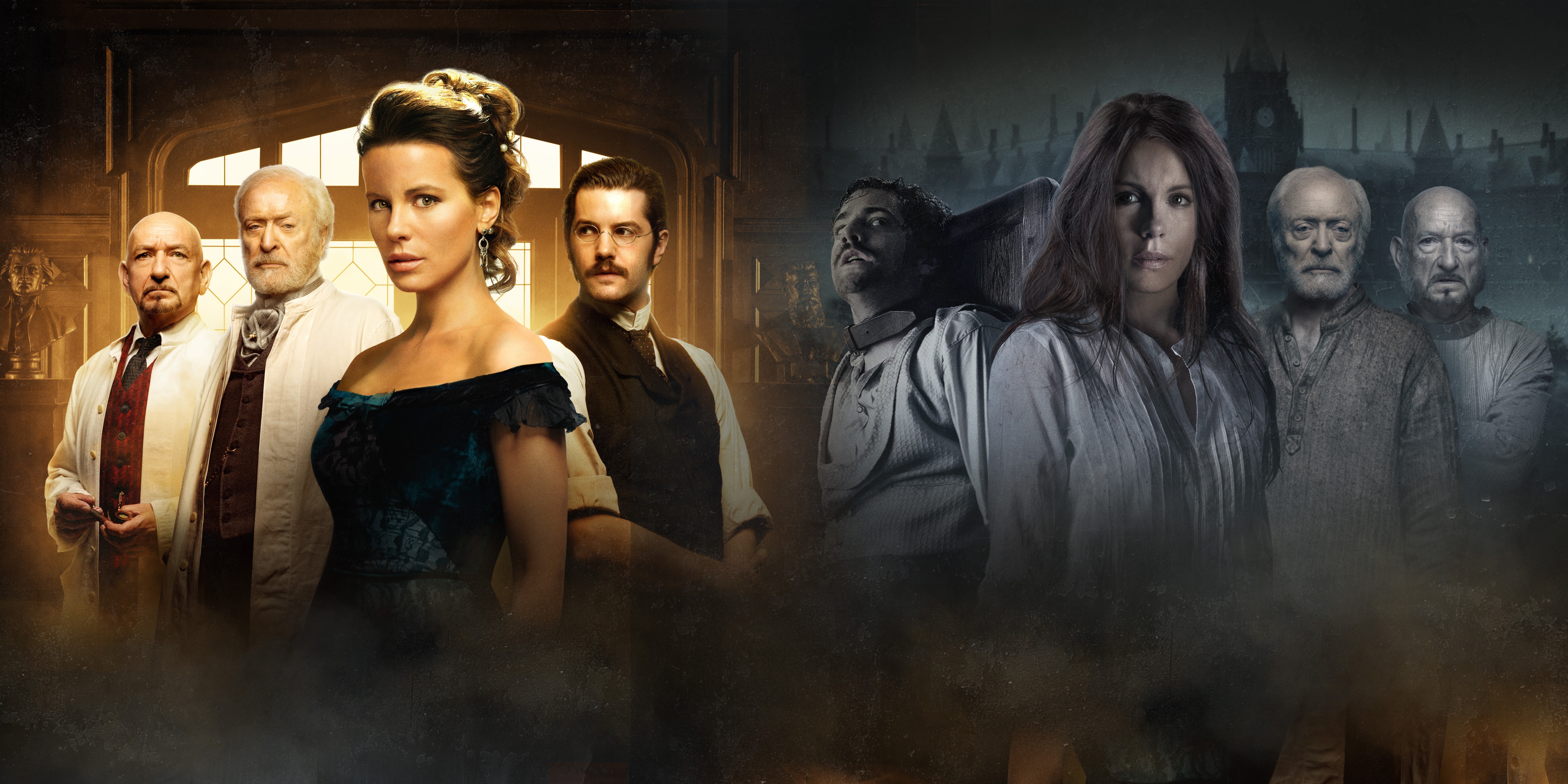 Kate Beckinsale and men in a split image HD Wallpaper
