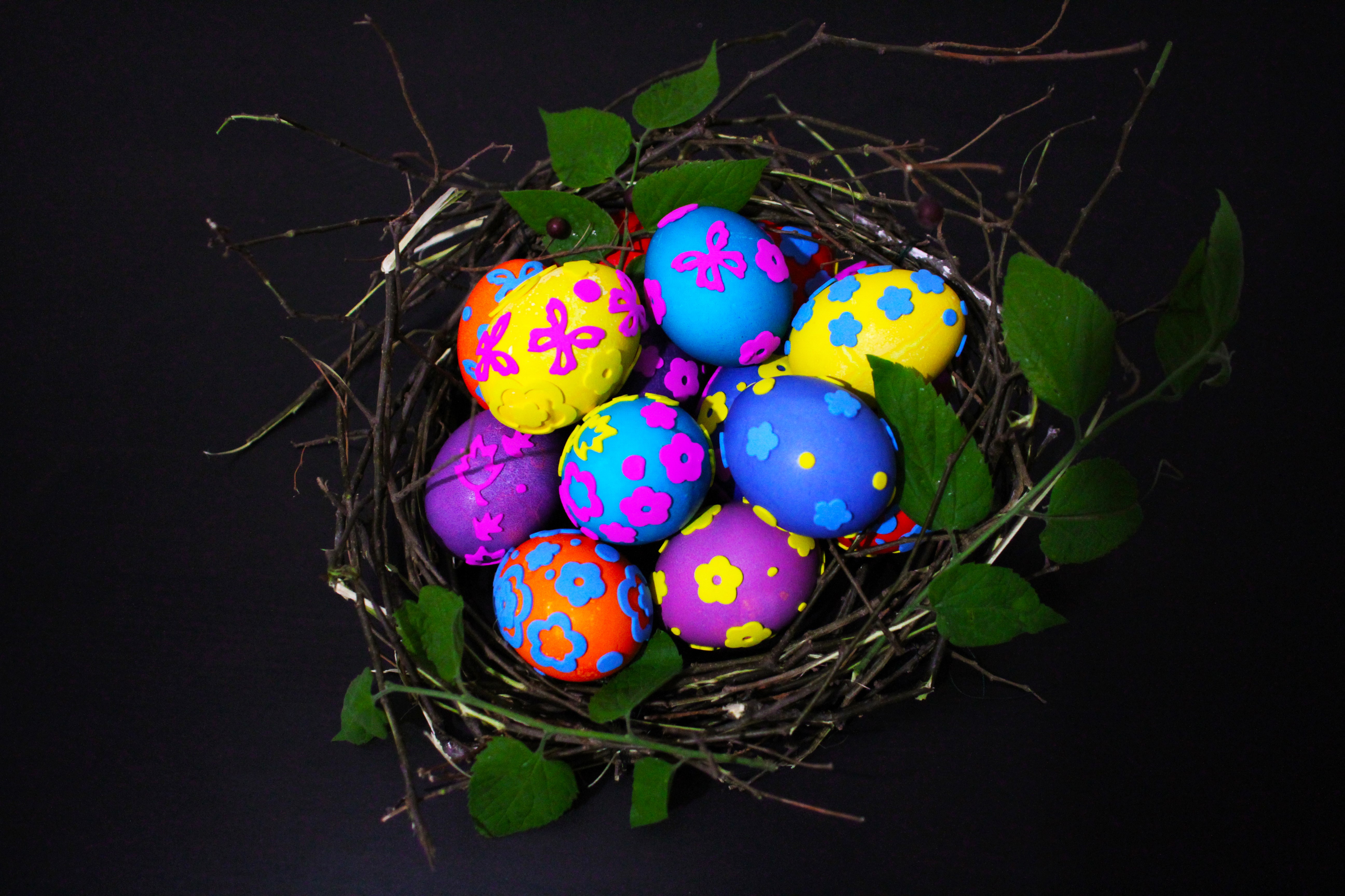 Easter eggs in a nest HD Wallpaper