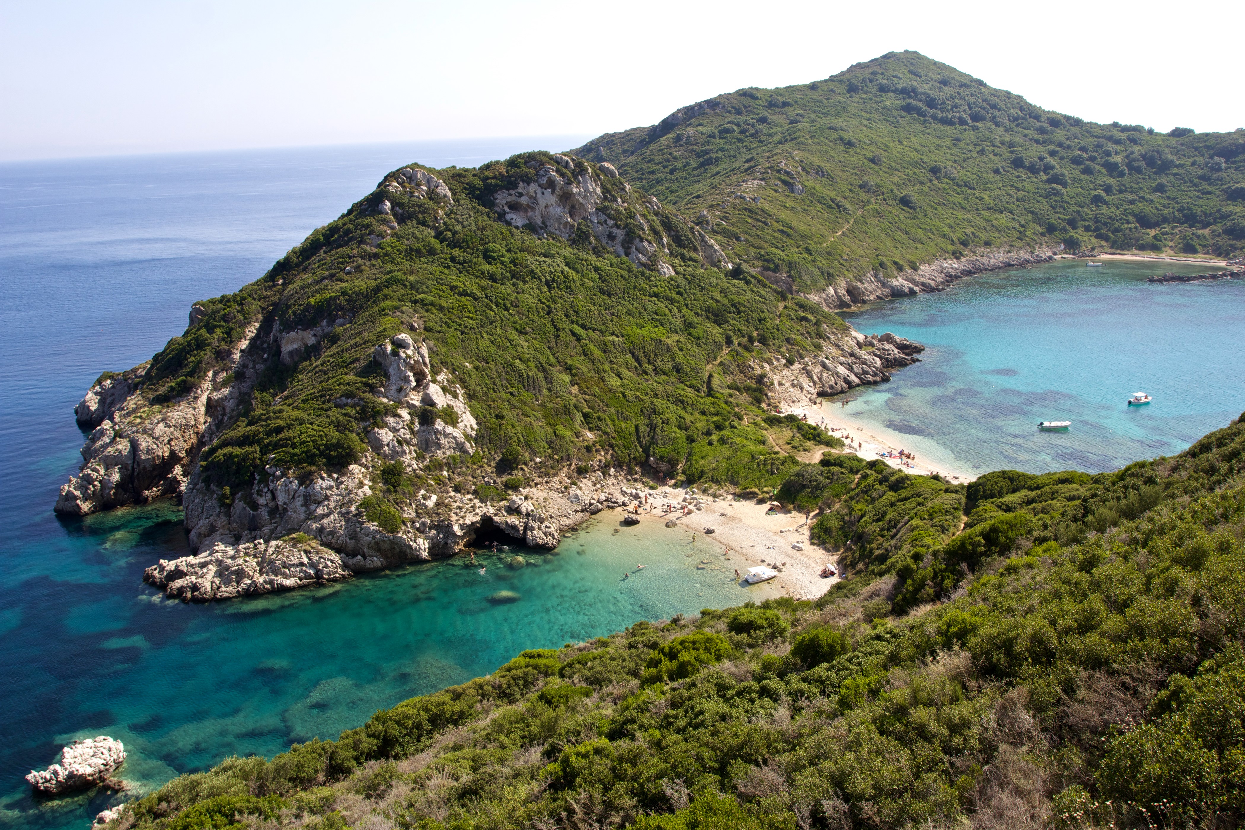 4K Corfu Greece Coast Mountains HD Wallpaper
