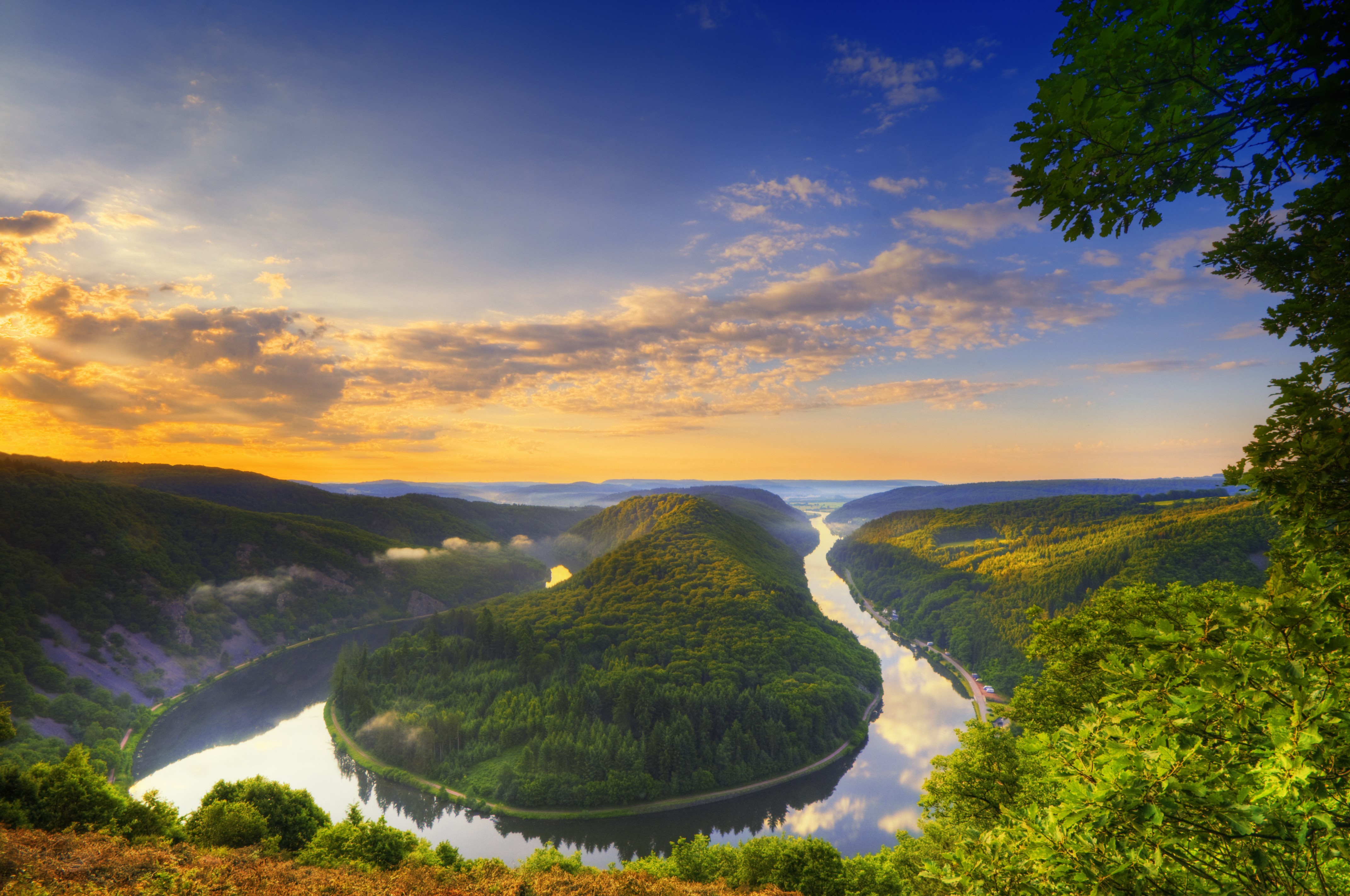 4K Mettlach Saar Germany River Forests Scenery Sky HD Wallpaper