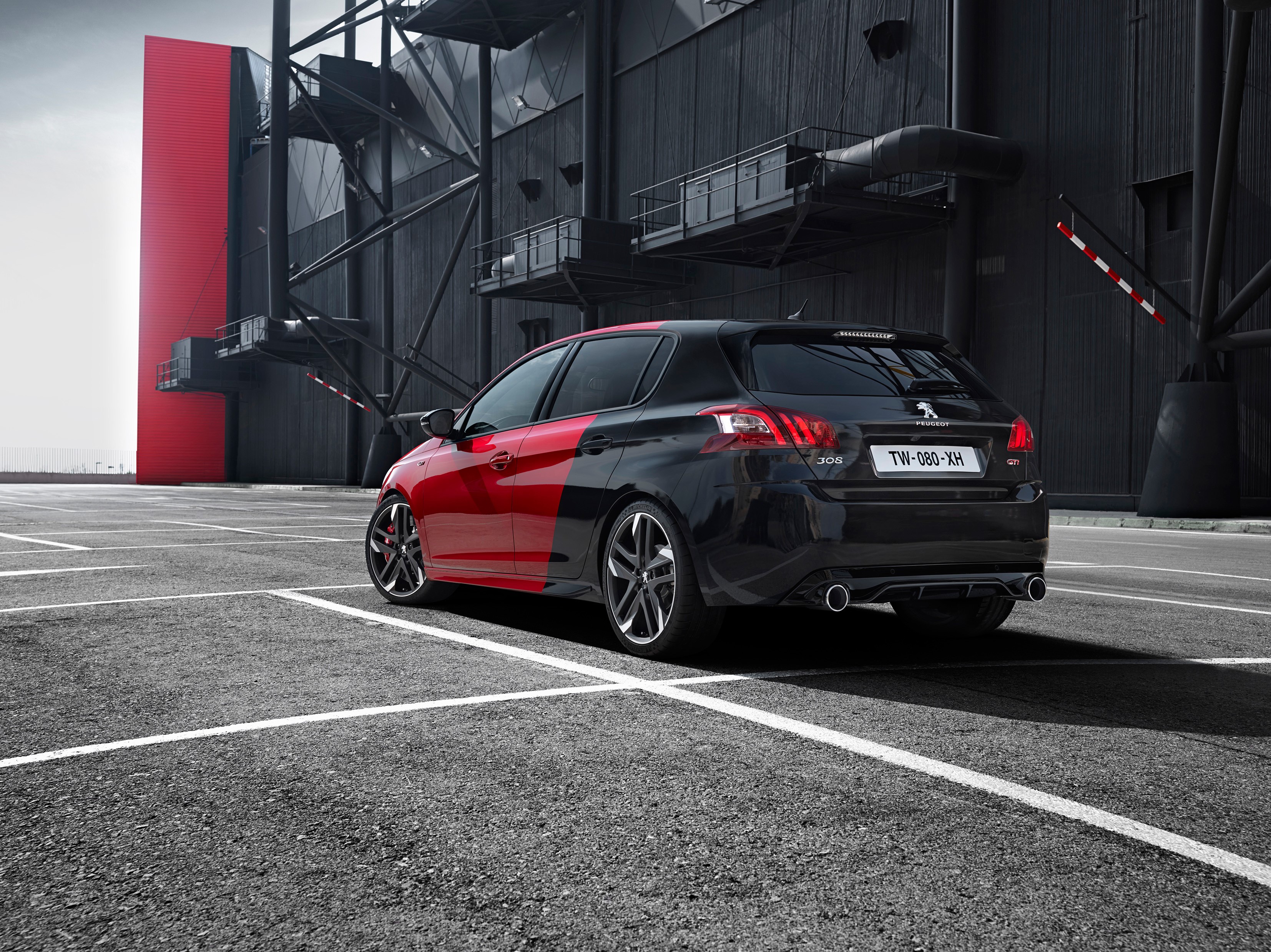 Peugeot 308 GTi in a parking lot HD Wallpaper