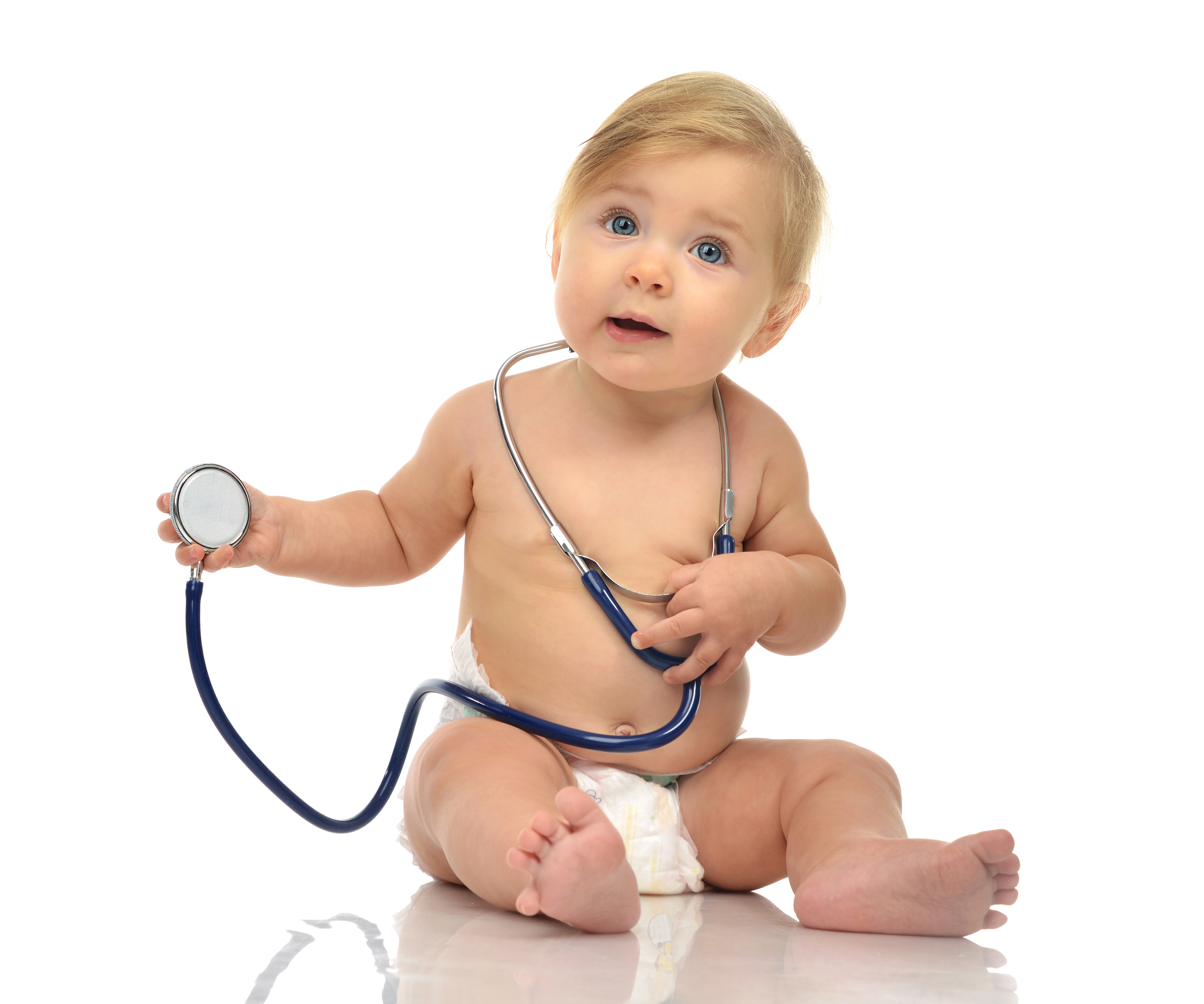 Baby with a stethoscope HD Wallpaper