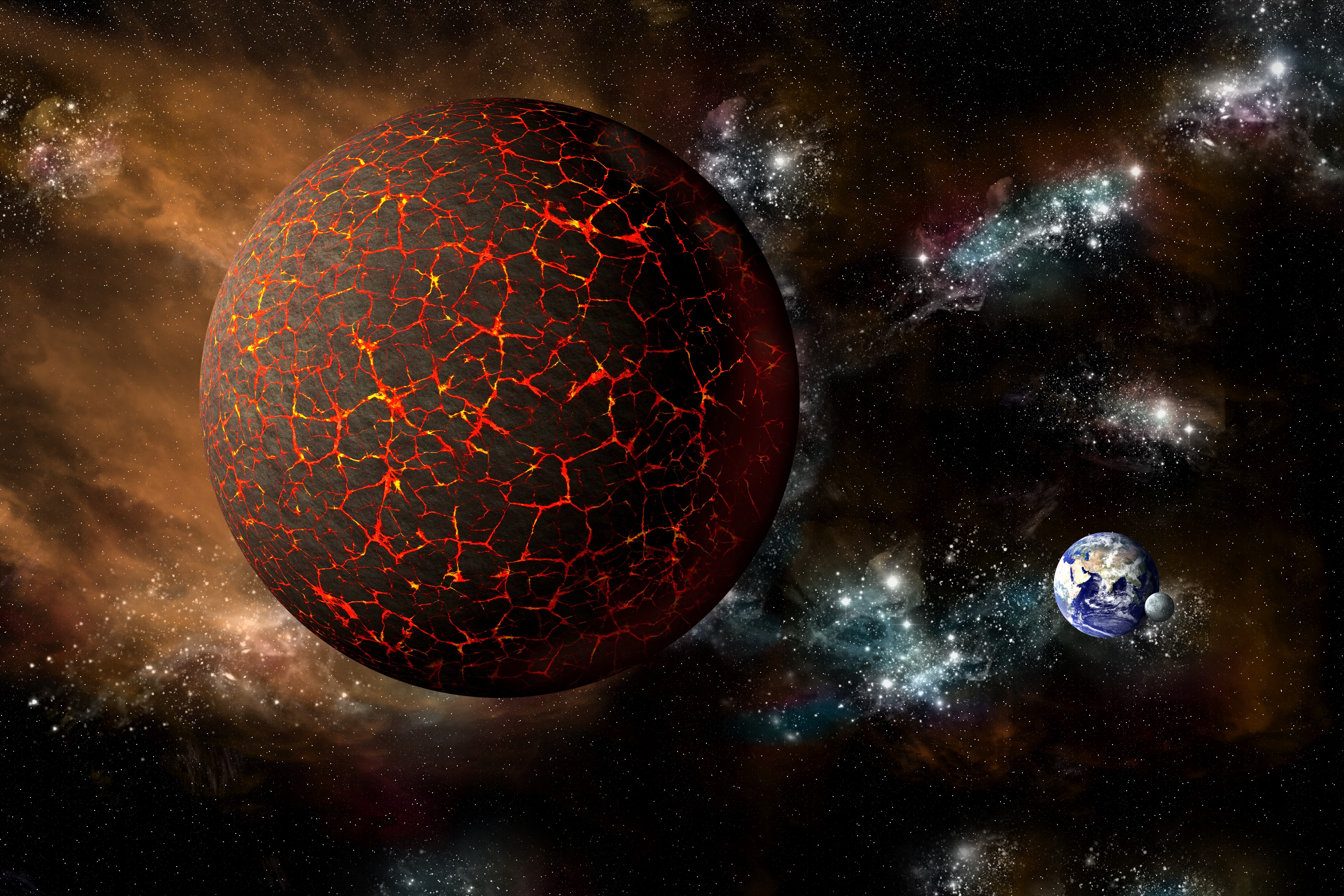 Planets in space with nebulae HD Wallpaper