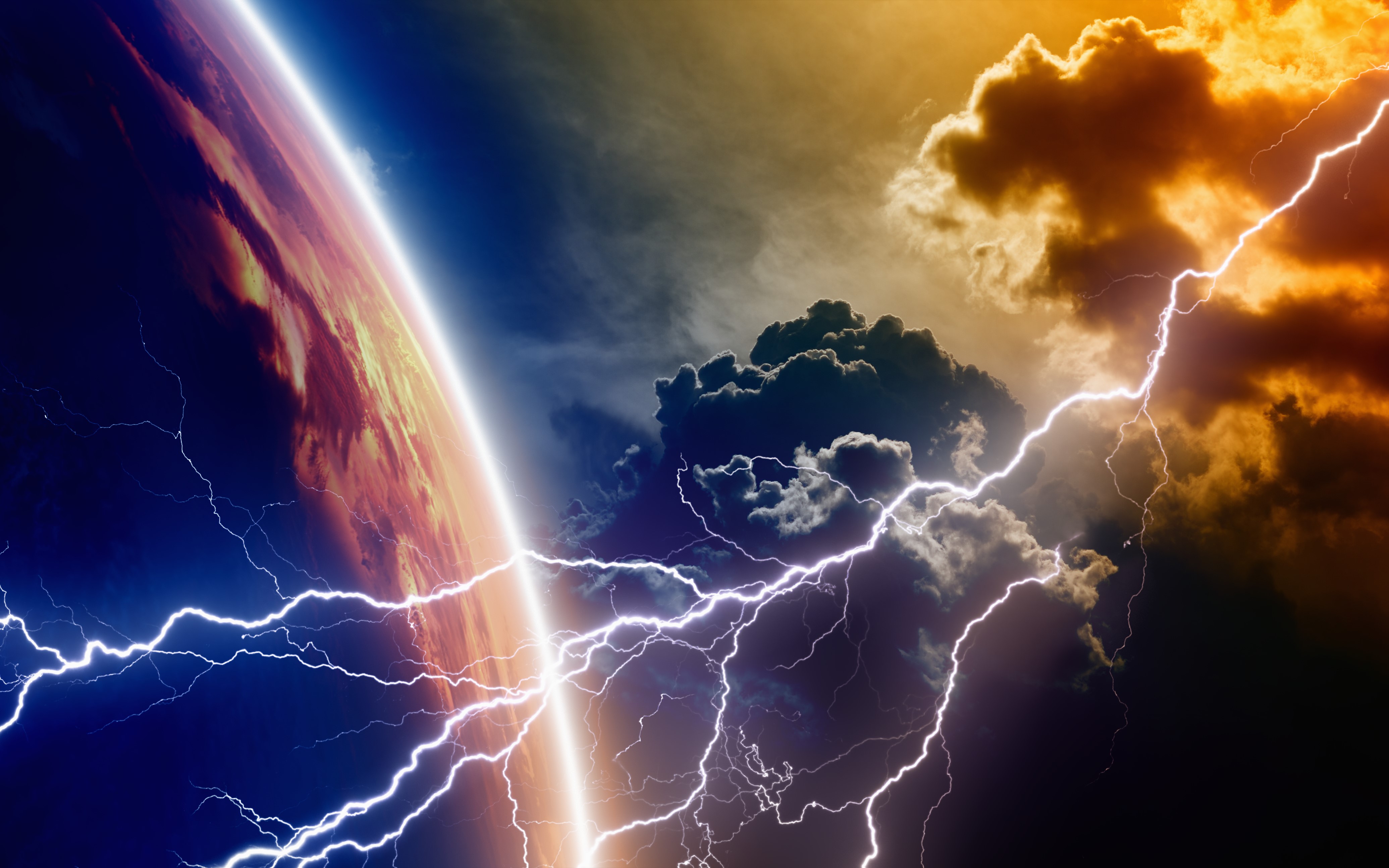 4K Planet Surface with Lightning HD Wallpaper